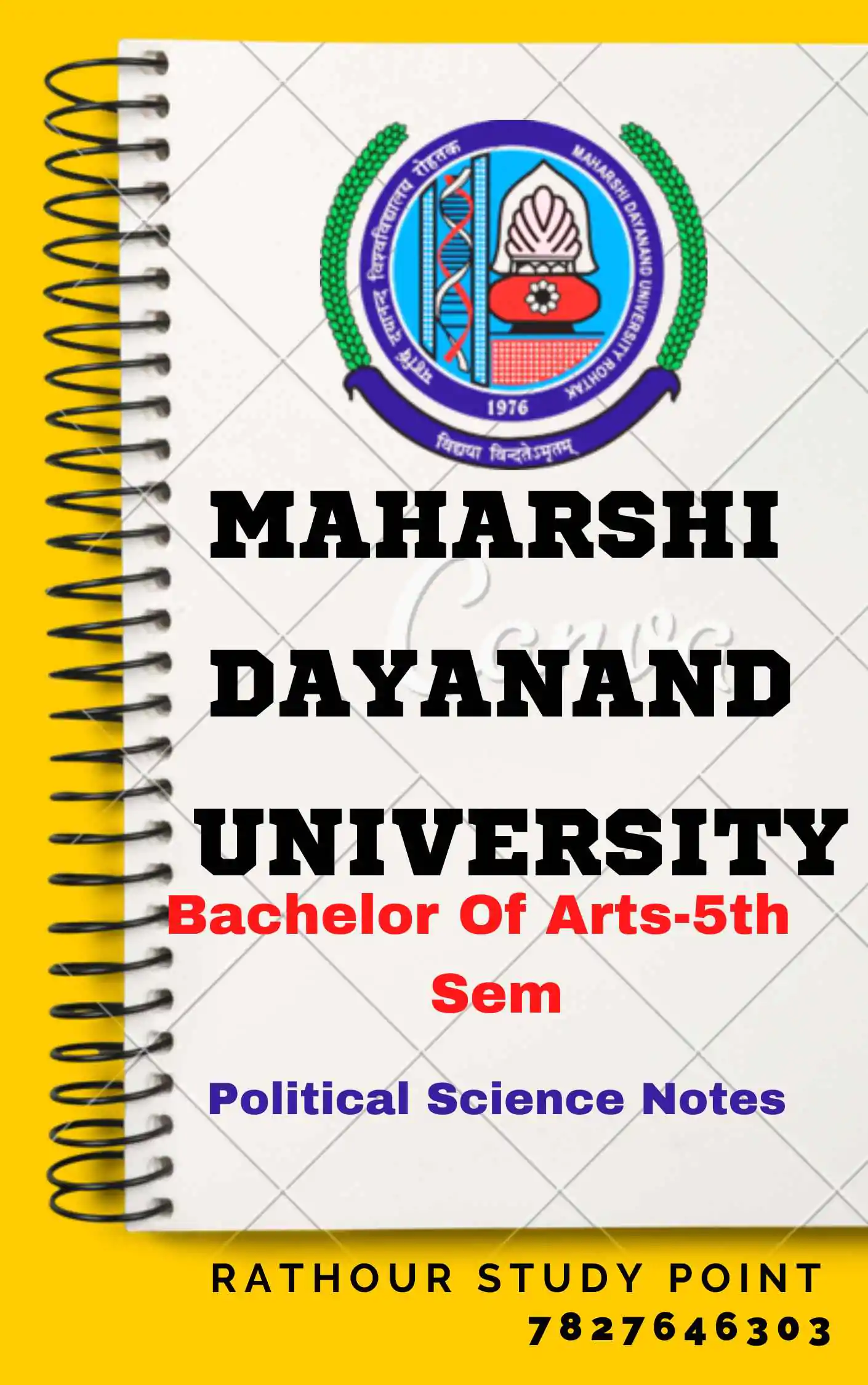 Maharshi Dayanand University | Political science notes for BA 5th Sem in English - Complete Printable Notes
