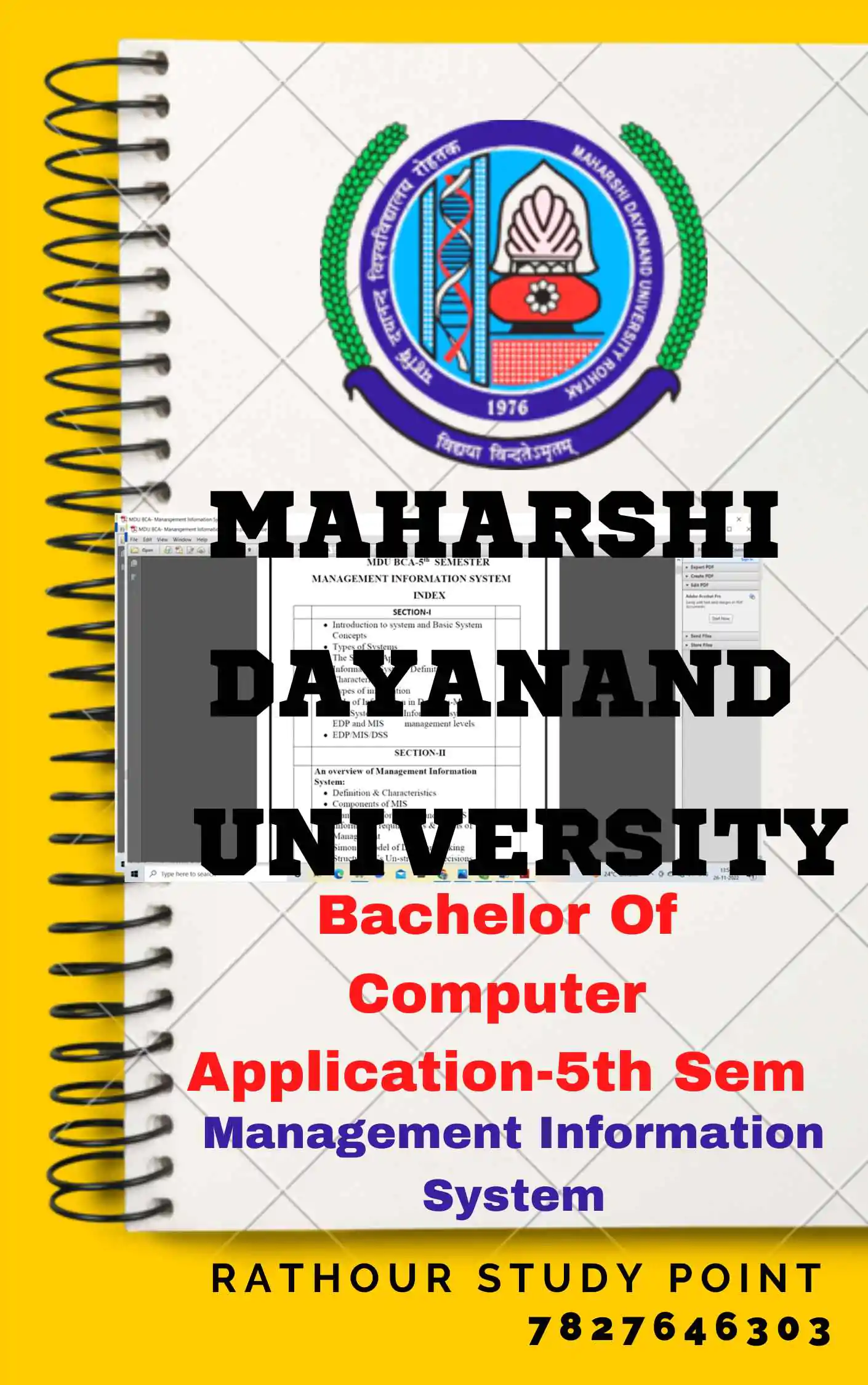 Maharshi Dayanand University | BCA 5th Semester Management Information System Notes PDF - Complete Printable Notes
