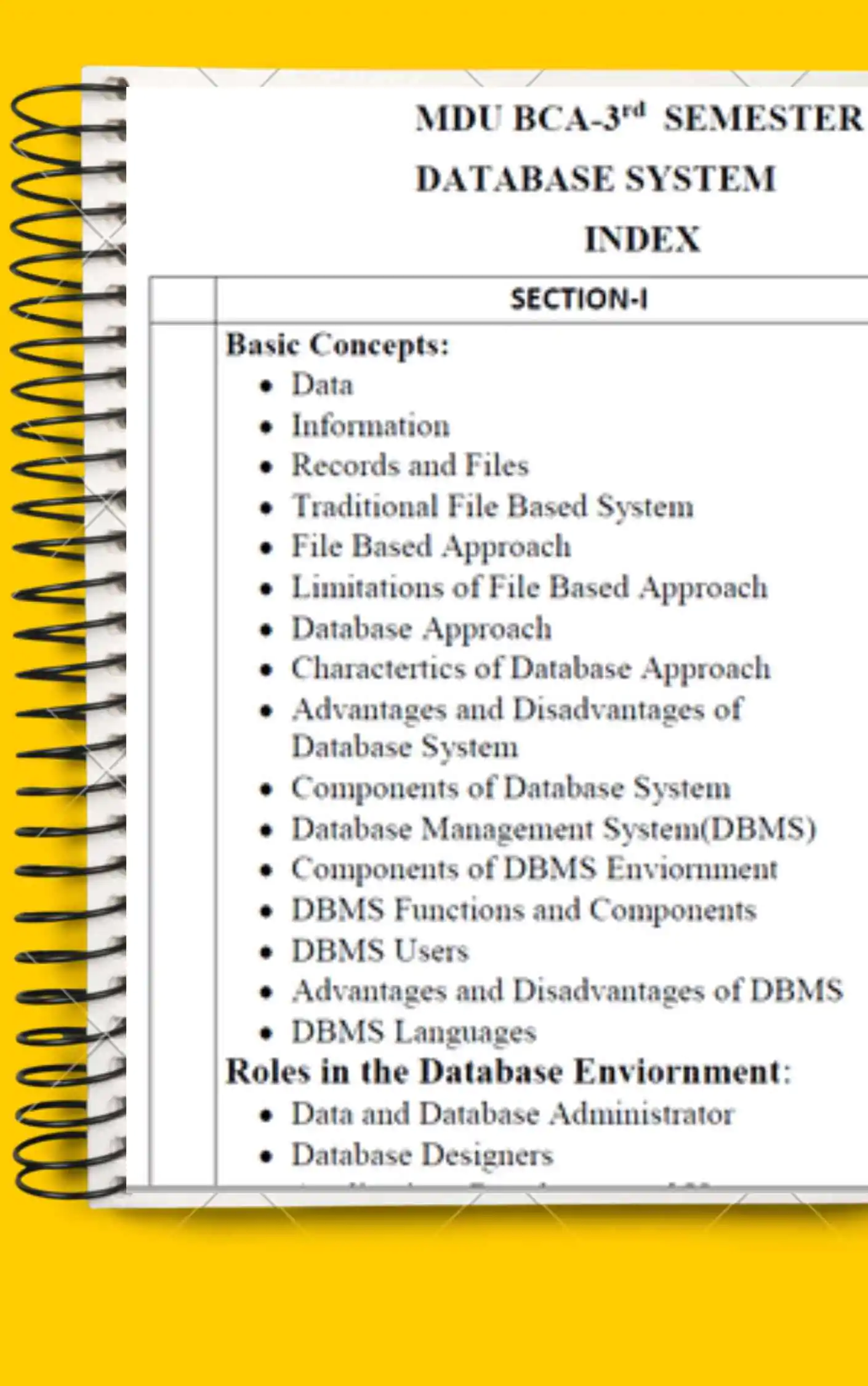 Maharshi Dayanand University | BCA 3rd Semester Database Management System Notes PDF - Complete Printable Notes - Image 2