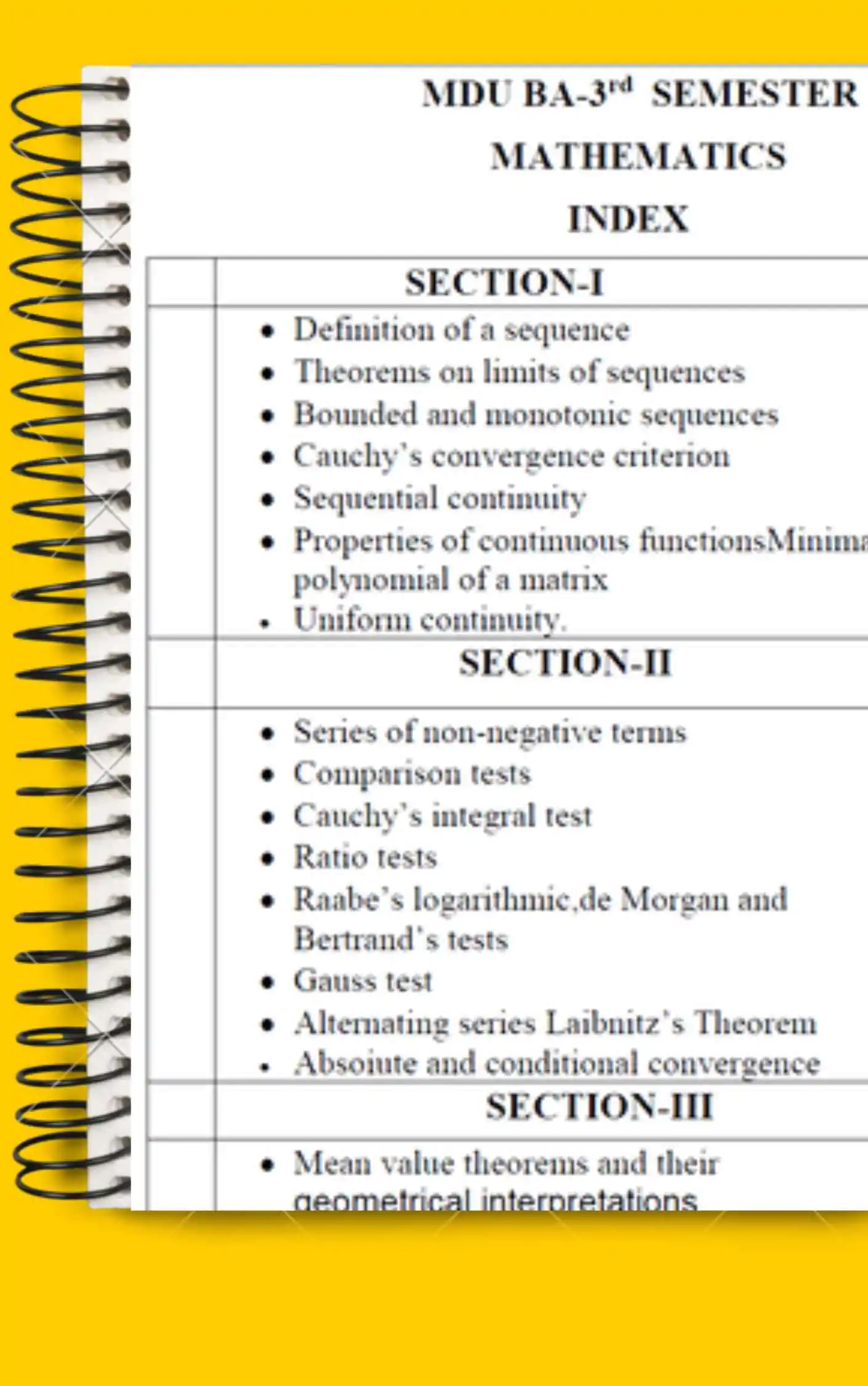 Mathematics Notes for BA 3rd Semester Notes in English - Maharshi Dayanand University | Complete Printable Notes - Image 2
