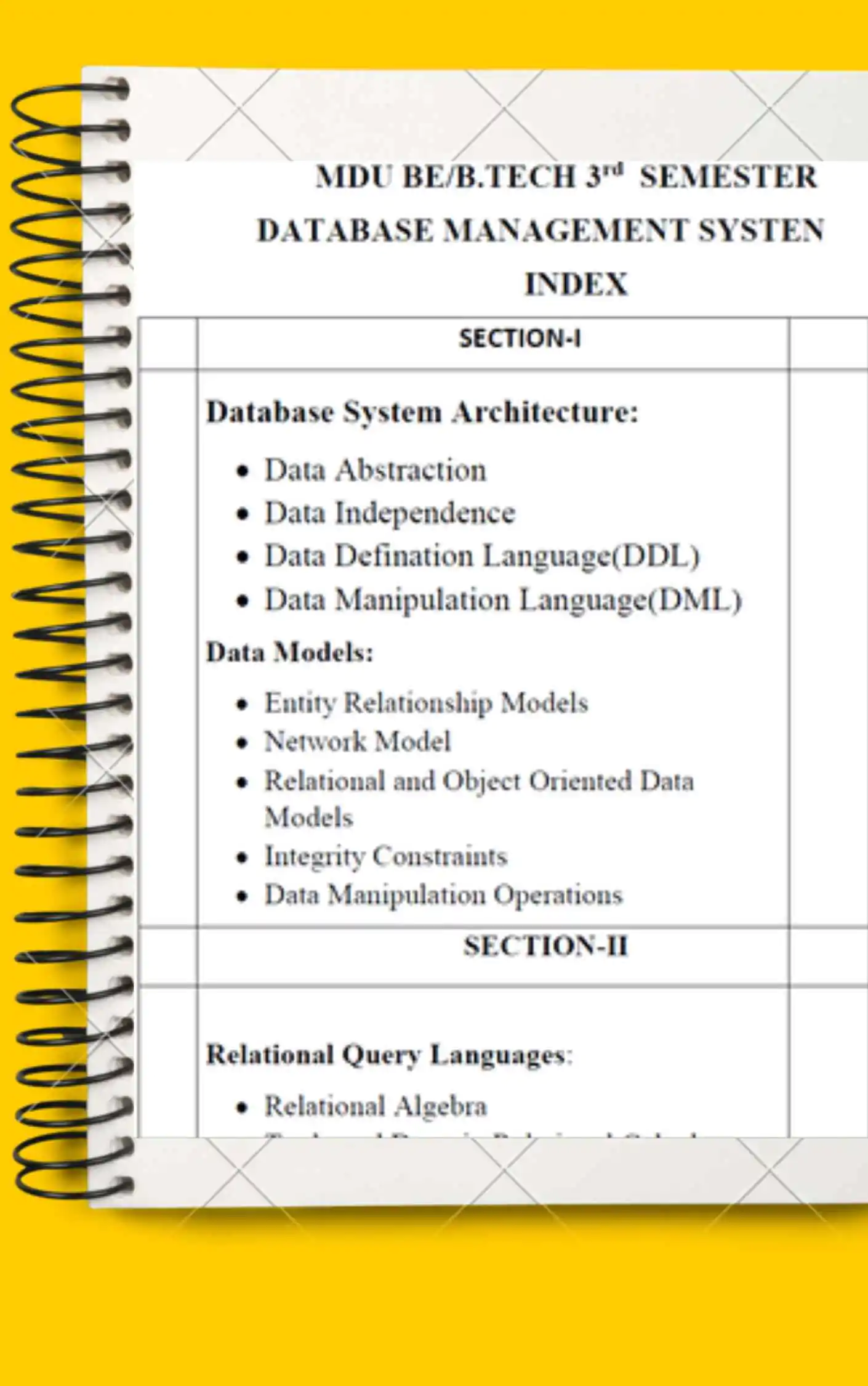 Maharshi Dayanand University | B.E/B.Tech 3rd Semester Database Management Notes PDF - Complete Printable Notes - Image 2