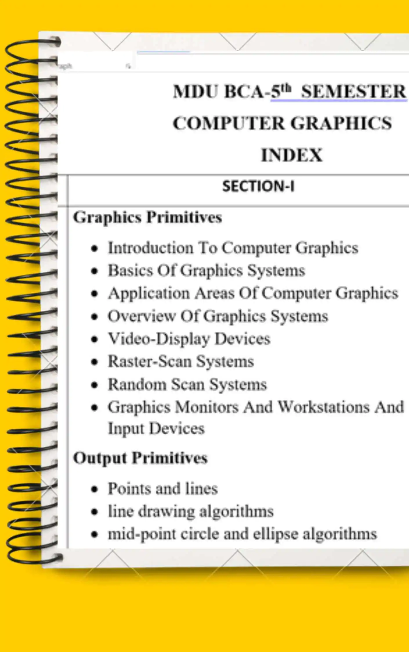 Maharshi Dayanand University | BCA 5th Semester Computer Graphics Notes PDF - Complete Printable Notes - Image 2
