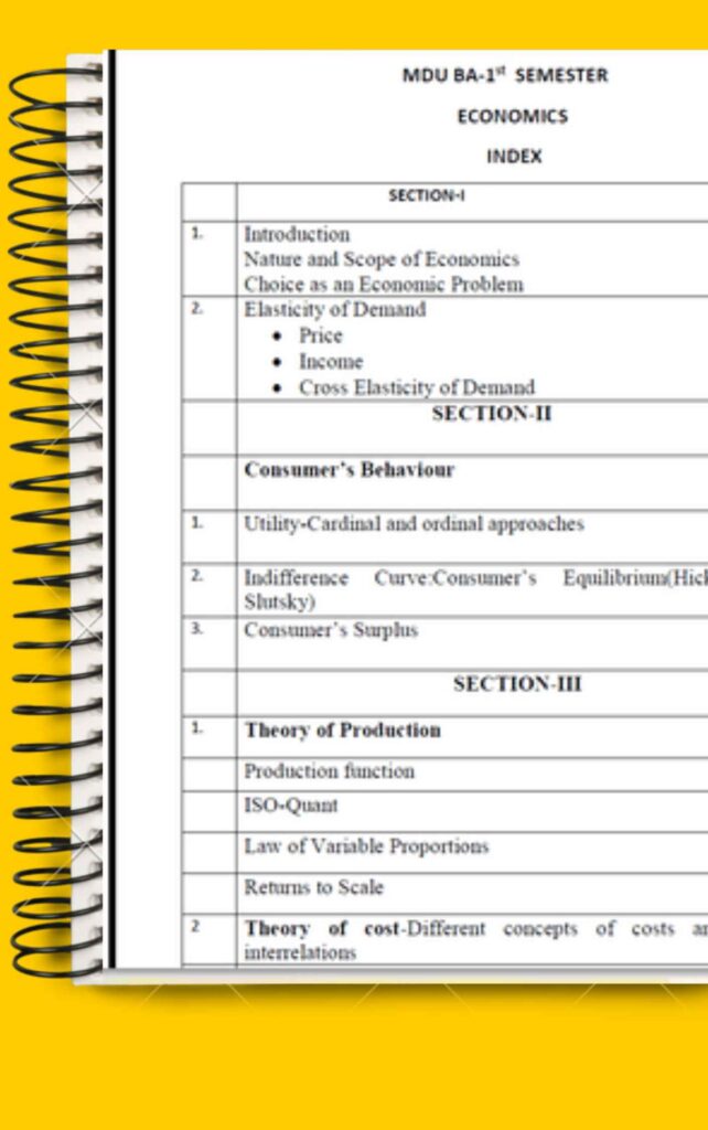 BA 1st Semester Economics Notes PDF - Complete Printable Notes - Notes ...