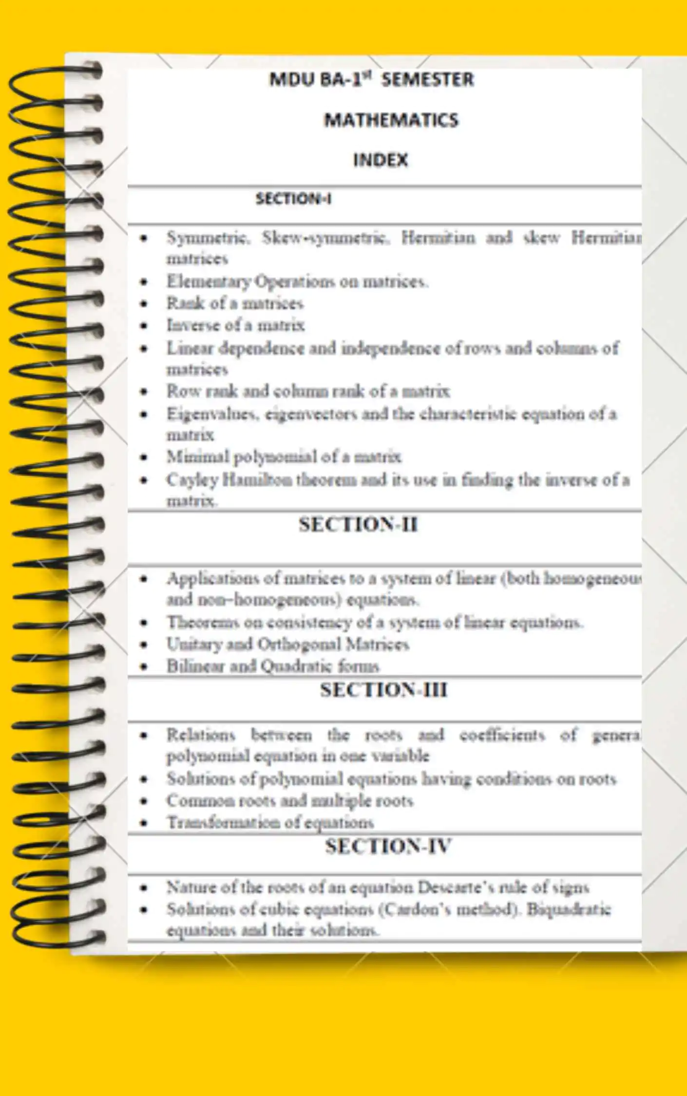 Mathematics Notes for BA 1st year in English - Maharshi Dayanand University | Complete Printable Notes - Image 2