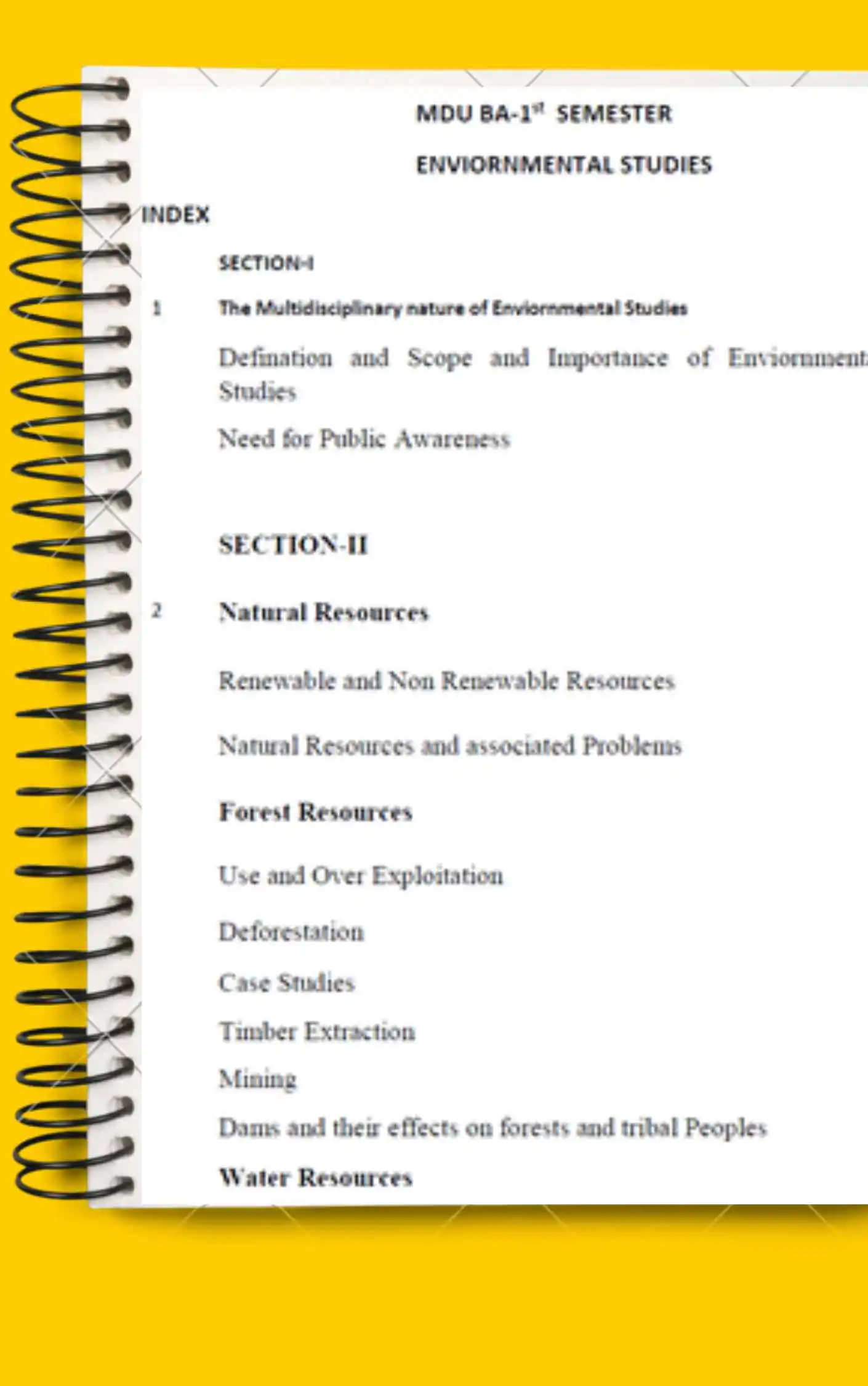 Environmental Studies notes for BA 1st year in English - Maharshi Dayanand University | Complete Printable Notes - Image 2