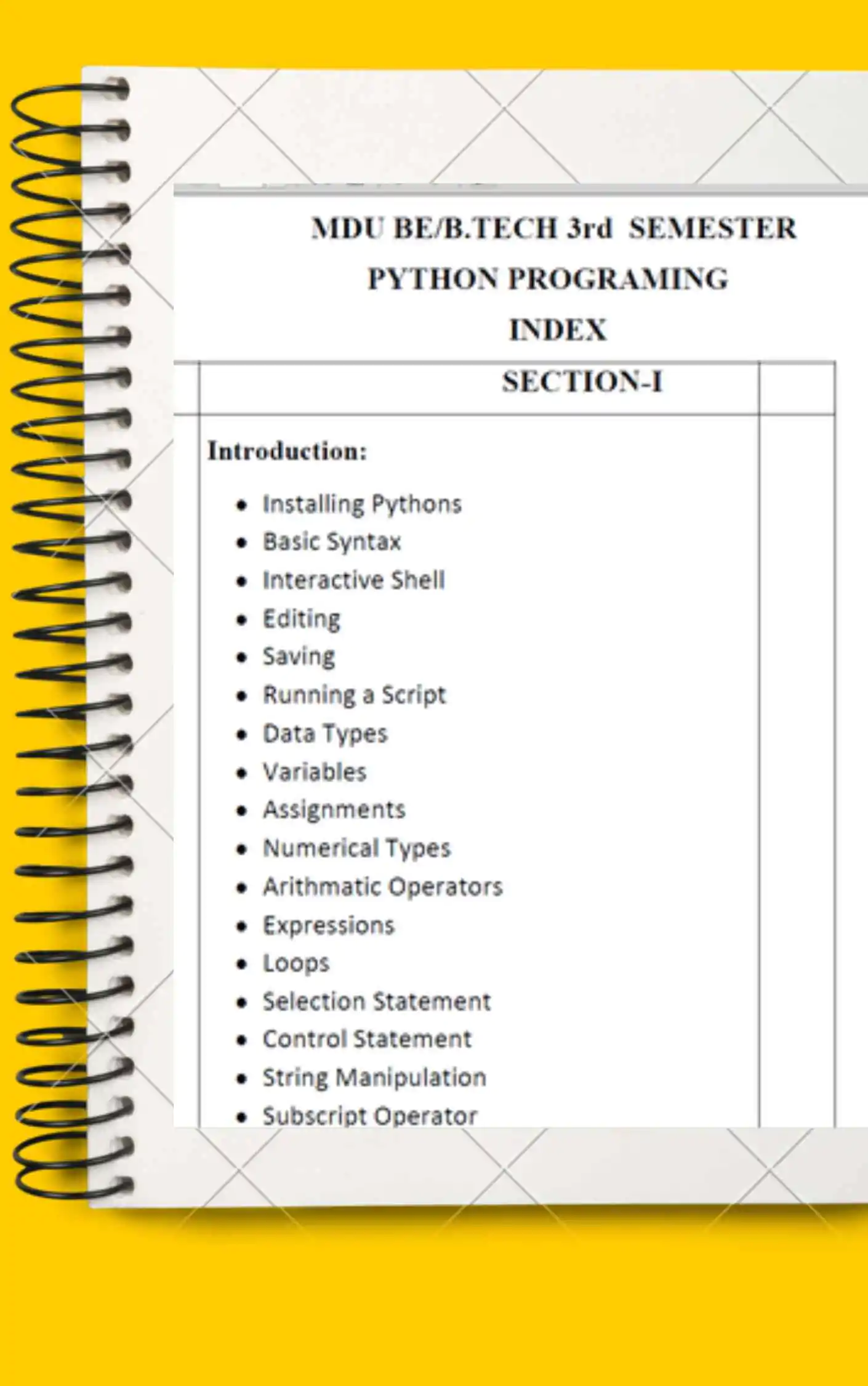 Maharshi Dayanand University | B.E/B.Tech 3rd Semester Python Programing Notes PDF - Complete Printable Notes - Image 2