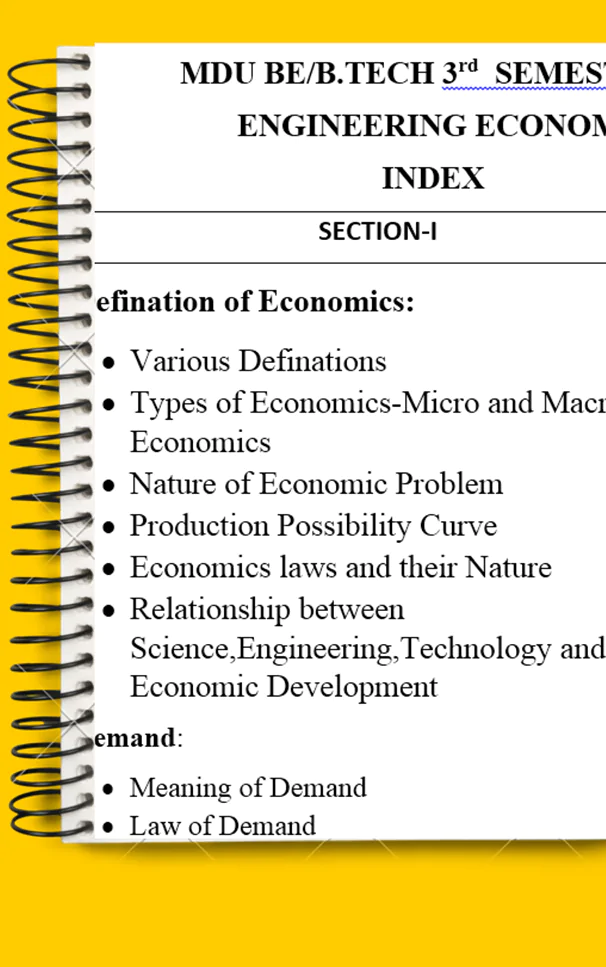 Maharshi Dayanand University | B.E/B.Tech 3rd Semester Engineering Economics Notes PDF - Complete Printable Notes - Image 2