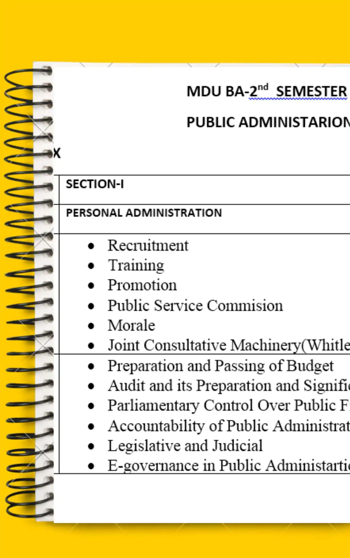 Maharshi Dayanand University | Public Administration notes for BA 2nd Sem in English - Complete Printable Notes - Image 2