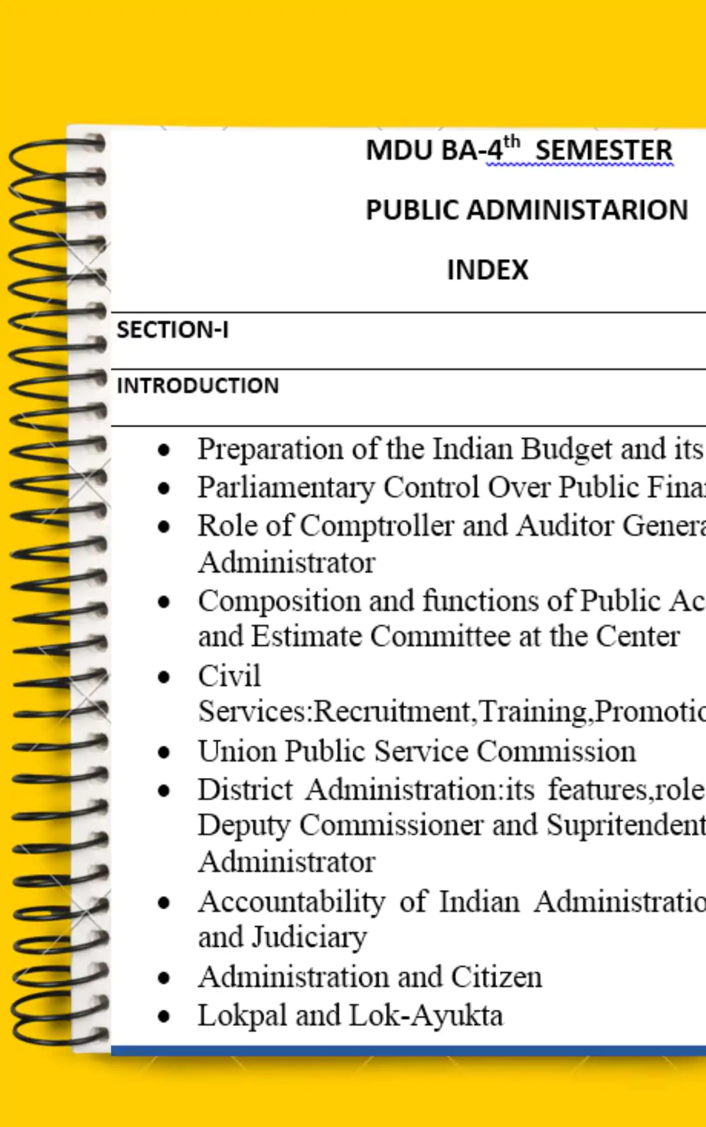 Maharshi Dayanand University | Public Administration notes for BA 4th Sem in English - Complete Printable Notes - Image 2