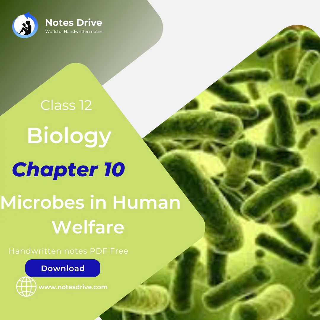 Class 12 Biology Chapter 10 Microbes in Human Welfare handwritten notes pdf download 2023