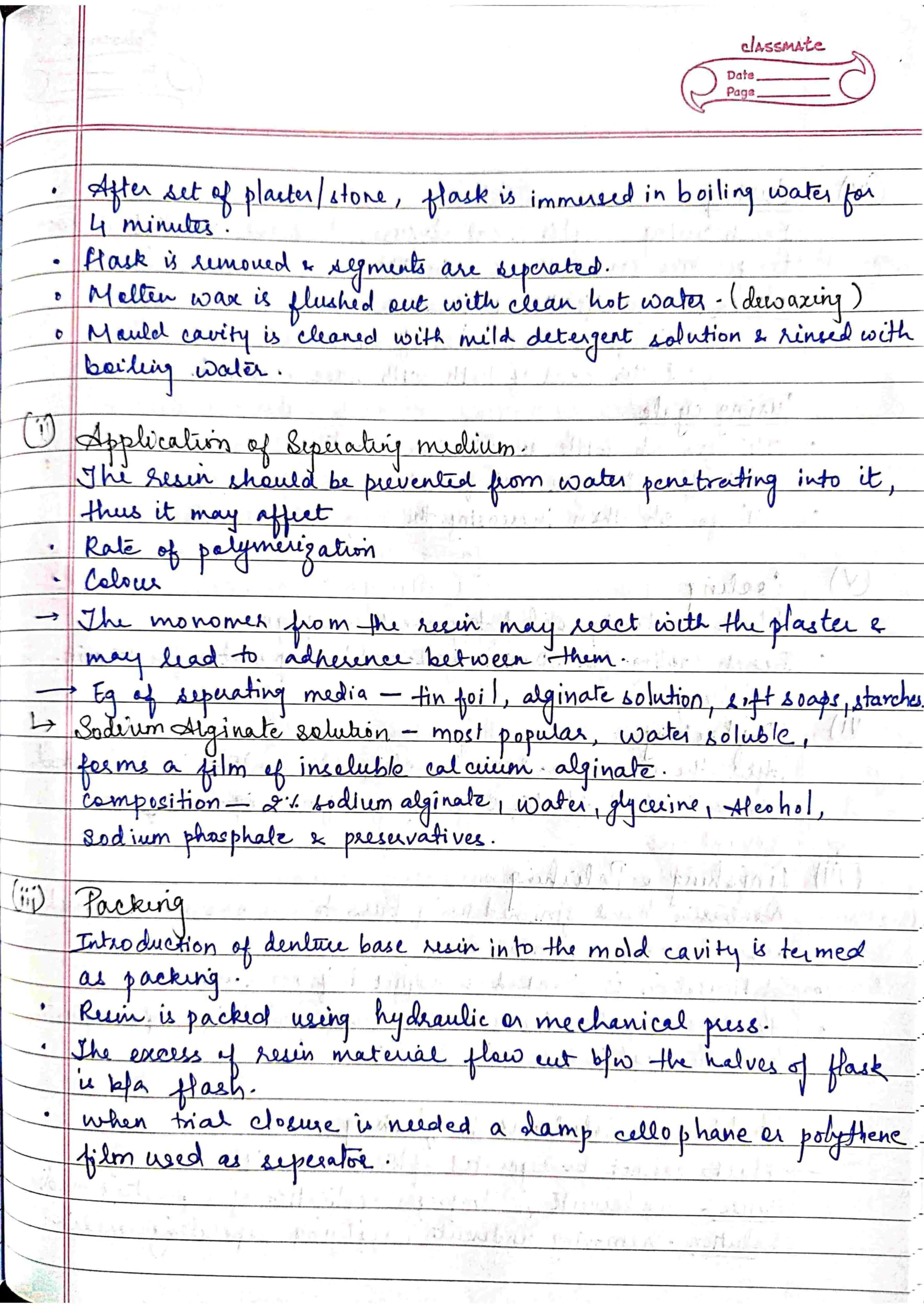 Denture base resin dental materials (DM) BDS 2nd year handwritten notes for University exams - Image 2