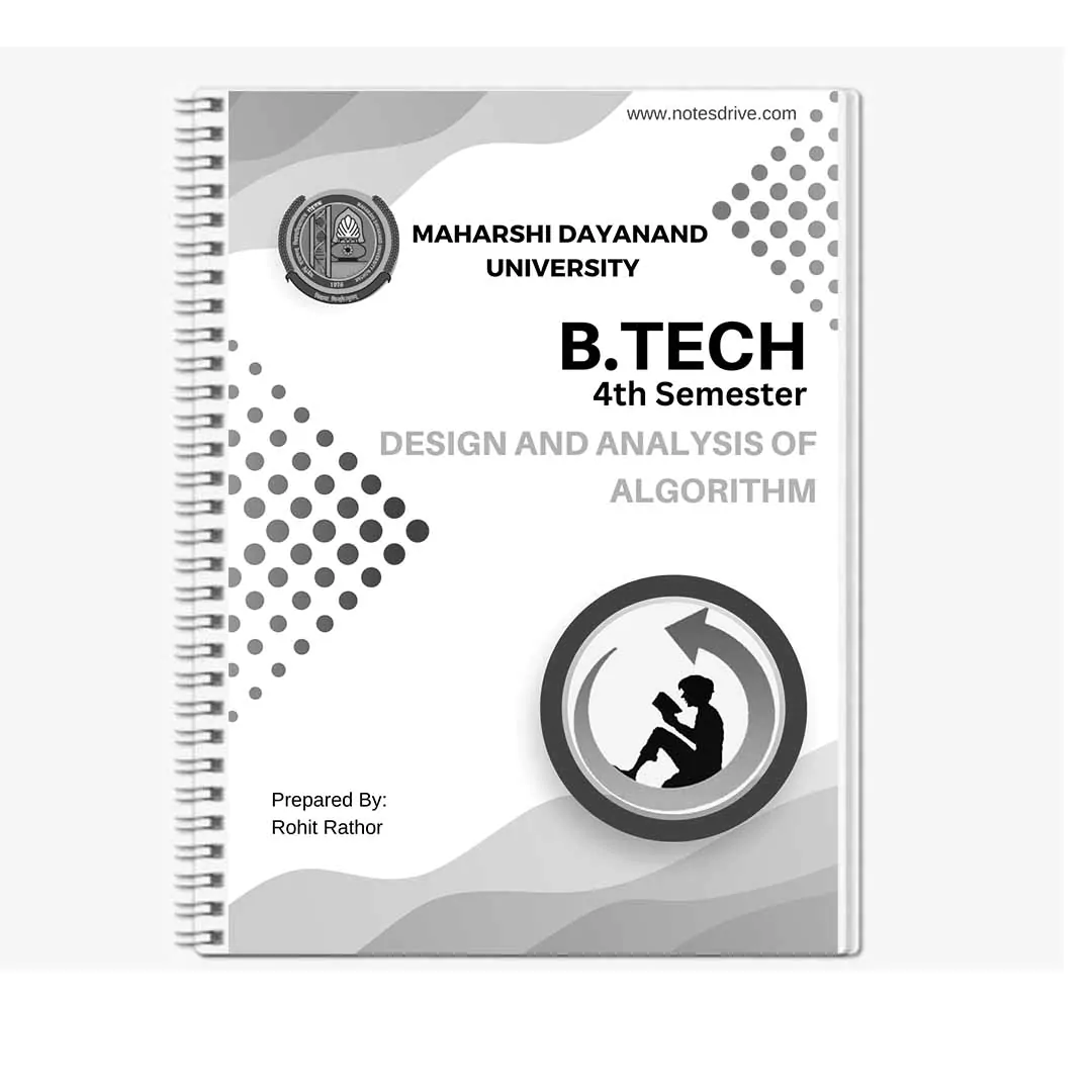 Maharshi Dayanand University | B.Tech 4th Semester Design and Analysis of Algorithm Printed Notes ( with Spiral Binding )