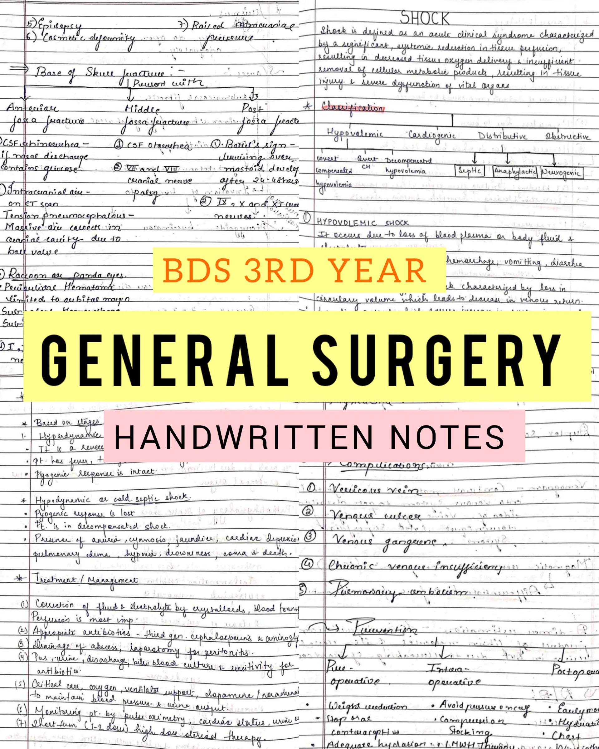 BDS 3rd year ALL SUBJECTS handwritten notes of GENERAL SURGERY, GENERAL MEDICINE and ORAL PATHOLOGY. Revision notes for University exams 💯 PDF - Image 3