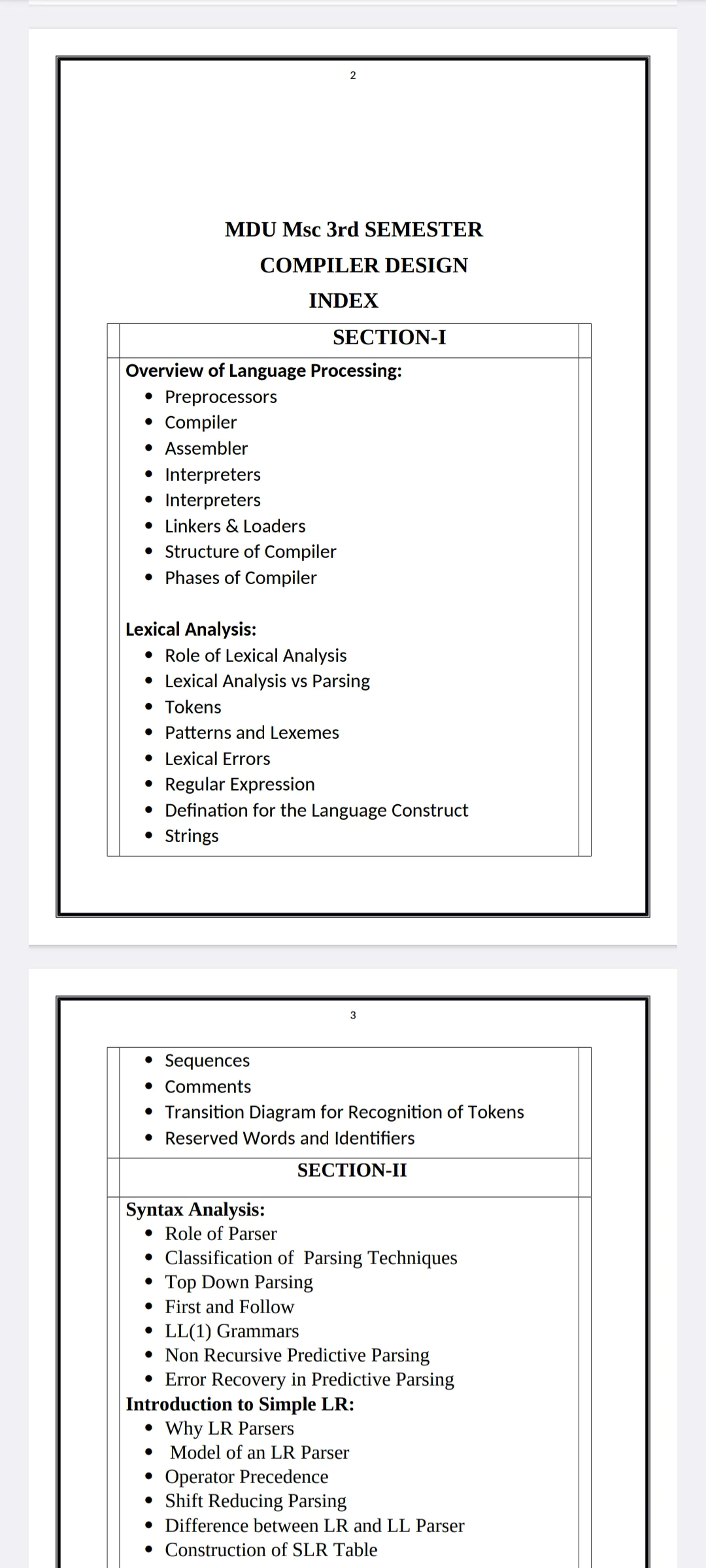 MDU Msc 3rd Semester Compiler Design Notes PDF - Complete Printable Notes - Image 2