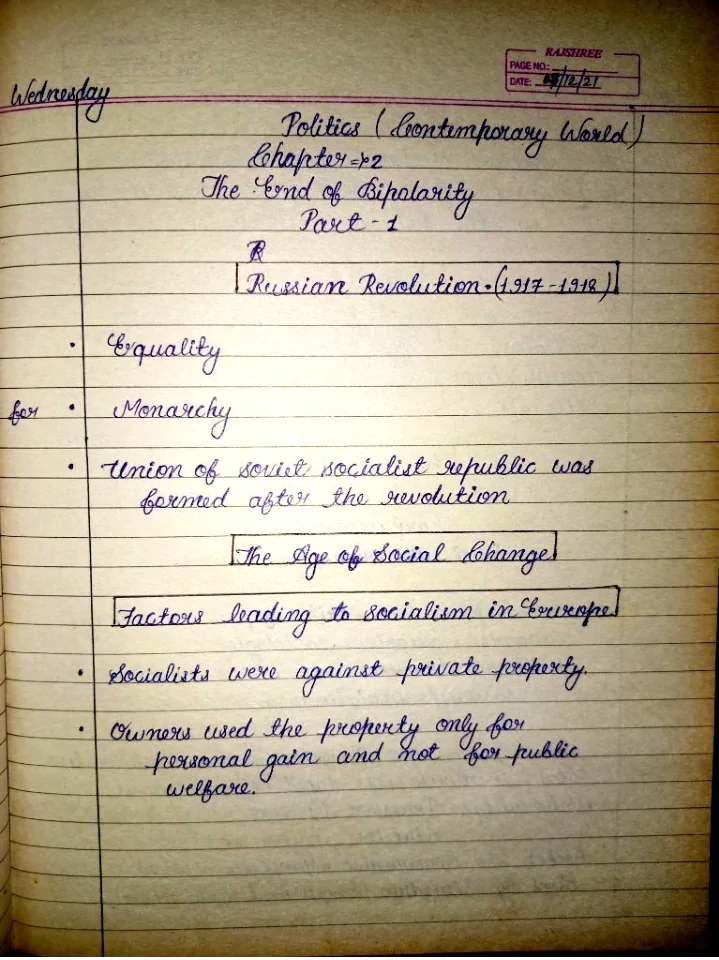 Class 12th Contemporary World Politics ( NCERT/ CBSE ) All Chapters Handwritten notes in English - Image 3