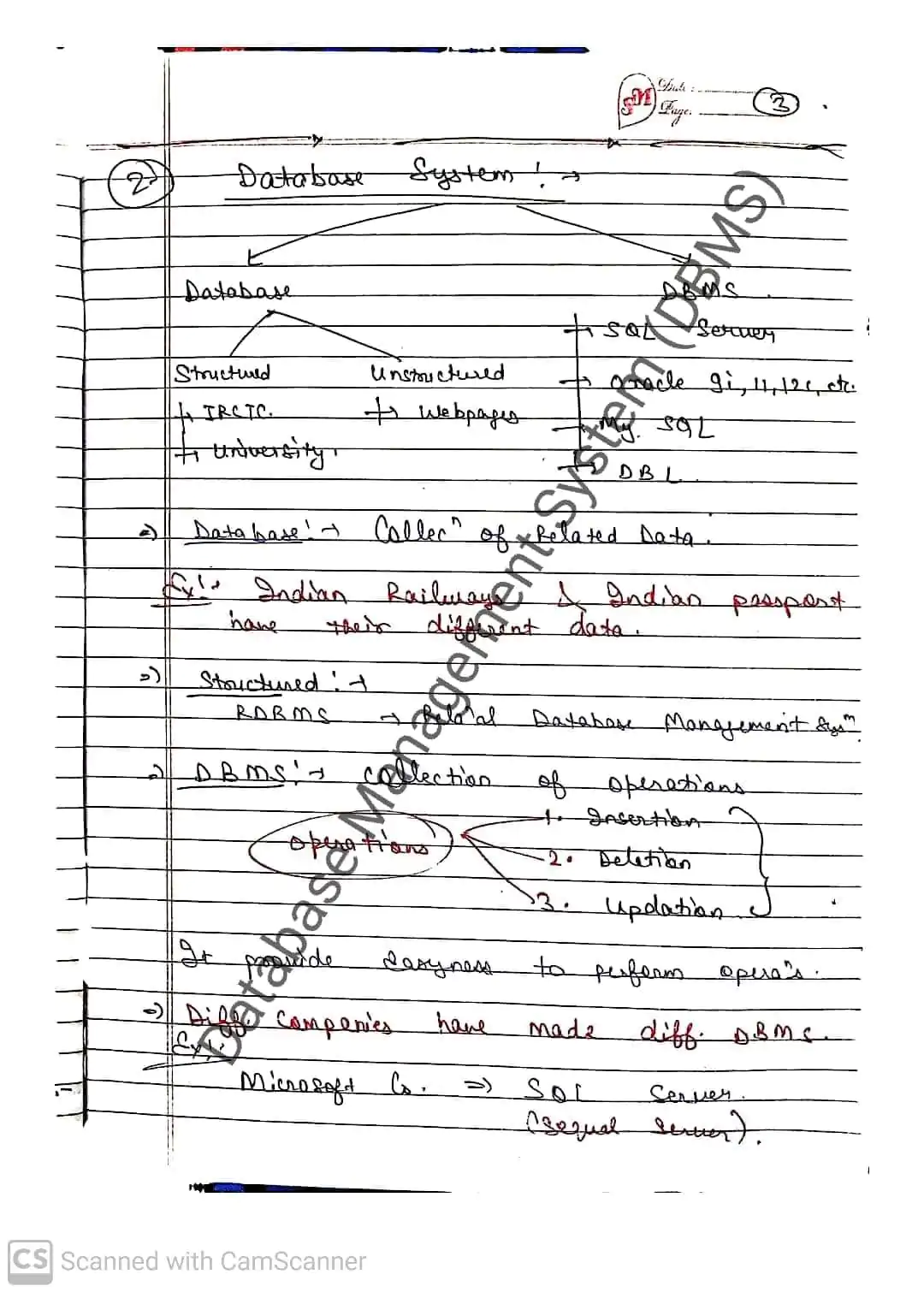 DBMS Handwritten notes pdf of Gate Smashers YouTube Channel || GATE || 5th Semester || CSE || Gate Smashers