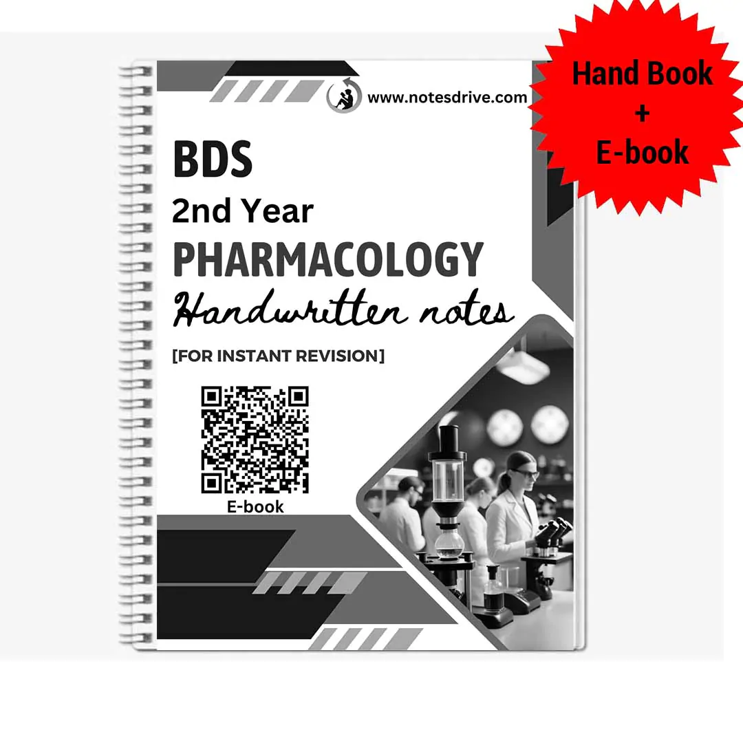 BDS 2nd year PHARMACOLOGY Handwritten Revision PRINTED notes for University exams 💯 (Spiral binded )