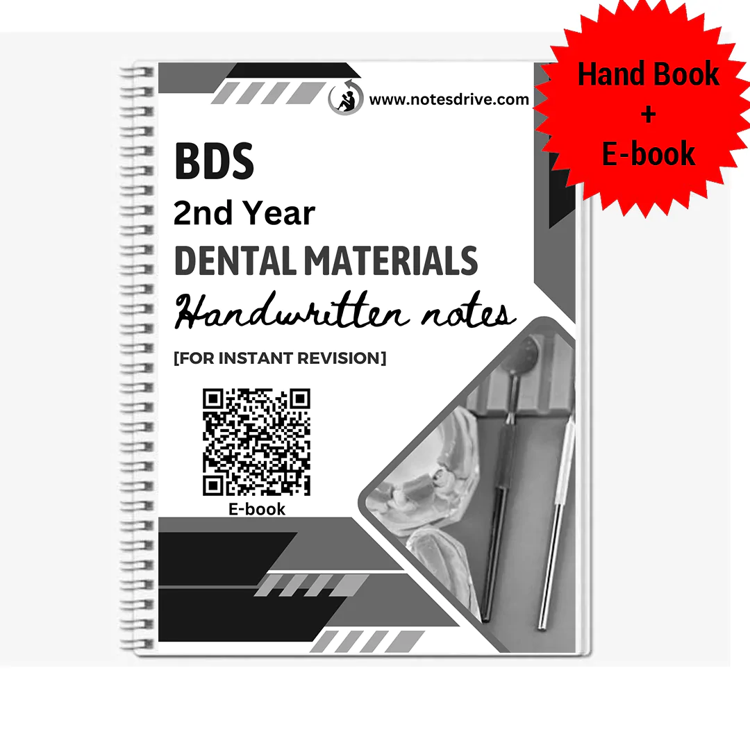 BDS 2nd year DENTAL MATERIALS Handwritten Revision PRINTED notes for University exams 💯 (Spiral binded )