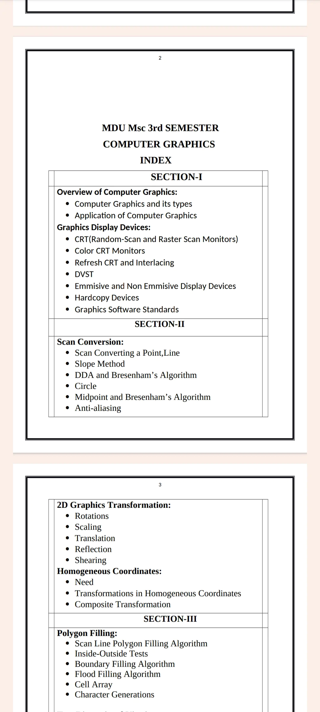 MDU Msc 3rd Semester Computer Graphics Notes PDF - Complete Printable Notes - Image 2