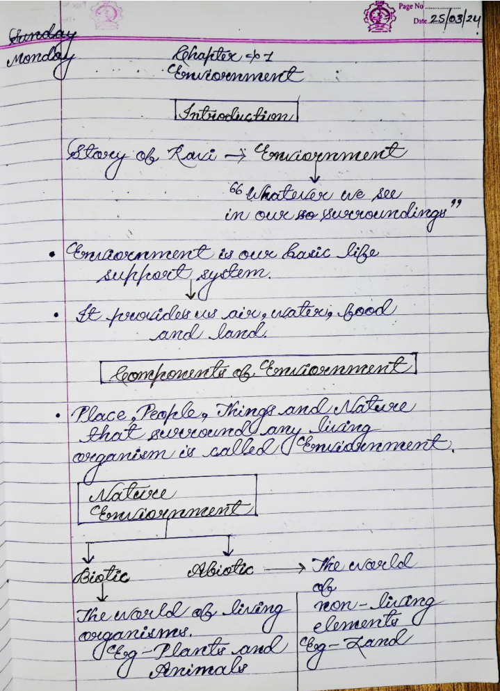 Our Environment Geography Class 7th (NCERT/CBSE) Handwritten notes in English - Image 2