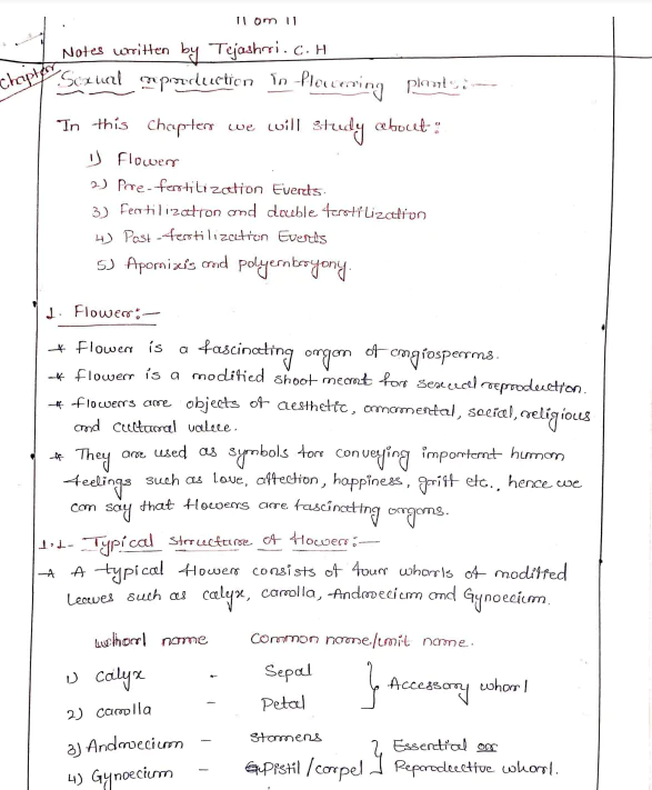 Class 12 Sexual Reproduction in Flowering Plants (Chapter - 1) by Tejashri CH (TH)