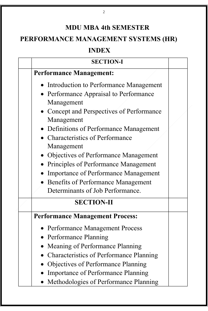 Maharshi Dayanand University | MBA 4th Semester Performance Management Notes PDF - Image 2