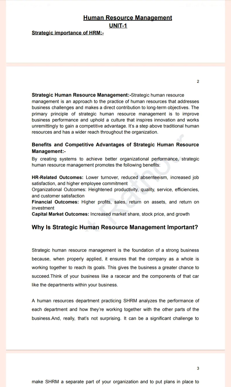 MBA Second Semester Human Resource Management Notes PDF Download - Image 2