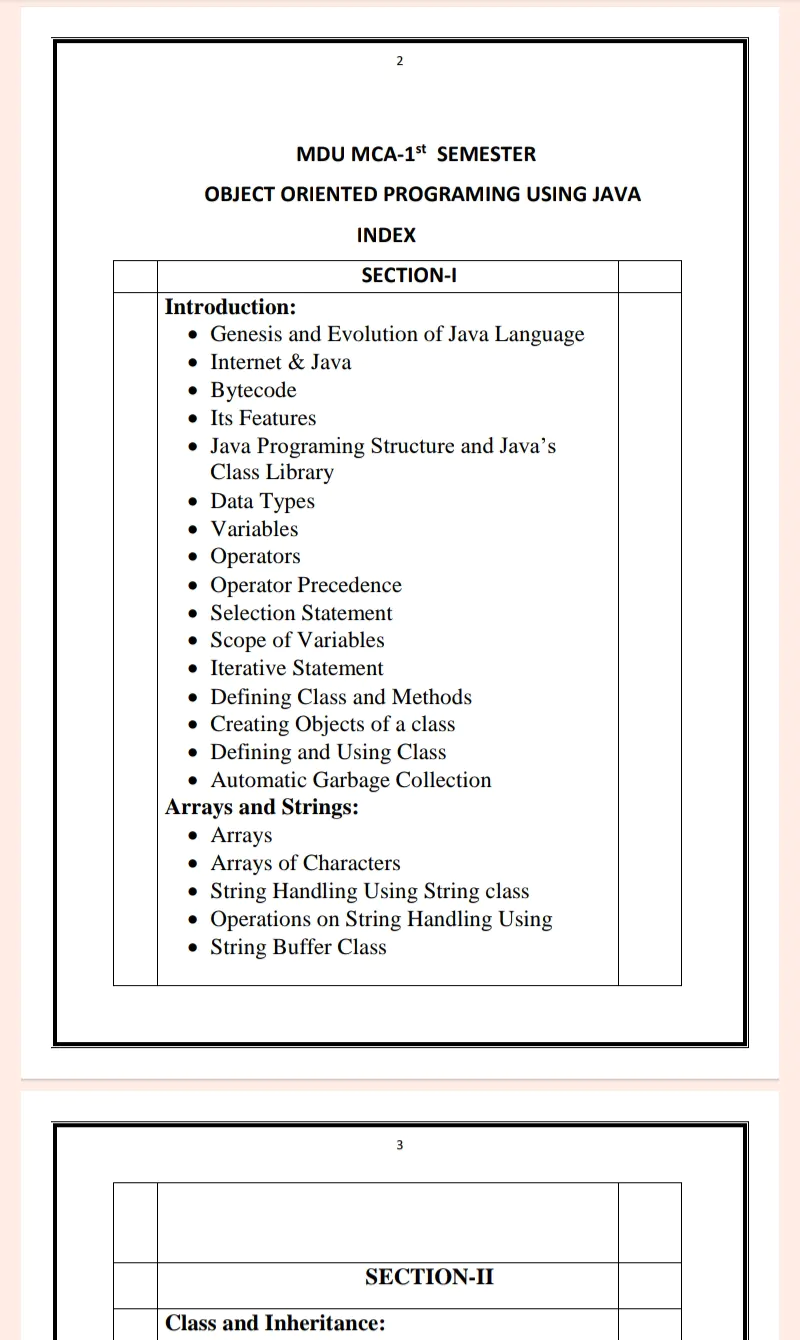 Maharshi Dayanand University | MCA 1st Semester Java Programing Notes in English - Complete Printable Notes - Image 2