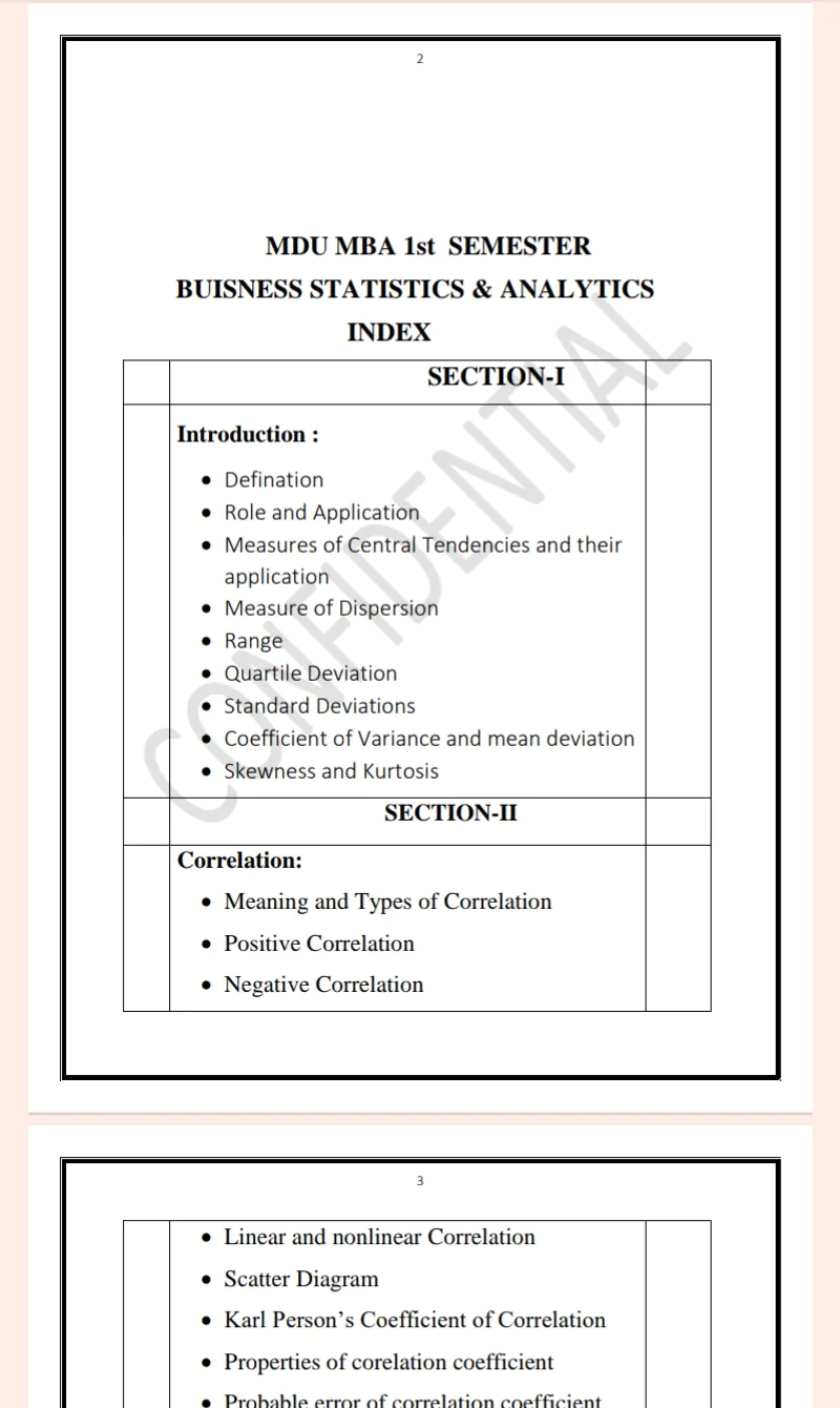 Maharshi Dayanand University | MBA 1st Semester Business Statistics & Analytics Notes PDF - Complete Printable Notes Notes PDF - Complete Printable Notes - Image 2