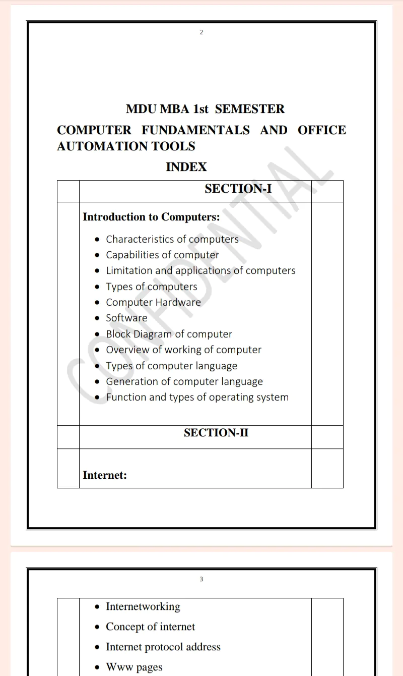 Maharshi Dayanand University | MBA 1st Semester Computer Fundamental & Automation Tools Notes PDF - Complete Printable Notes Notes PDF - Complete Printable Notes - Image 2