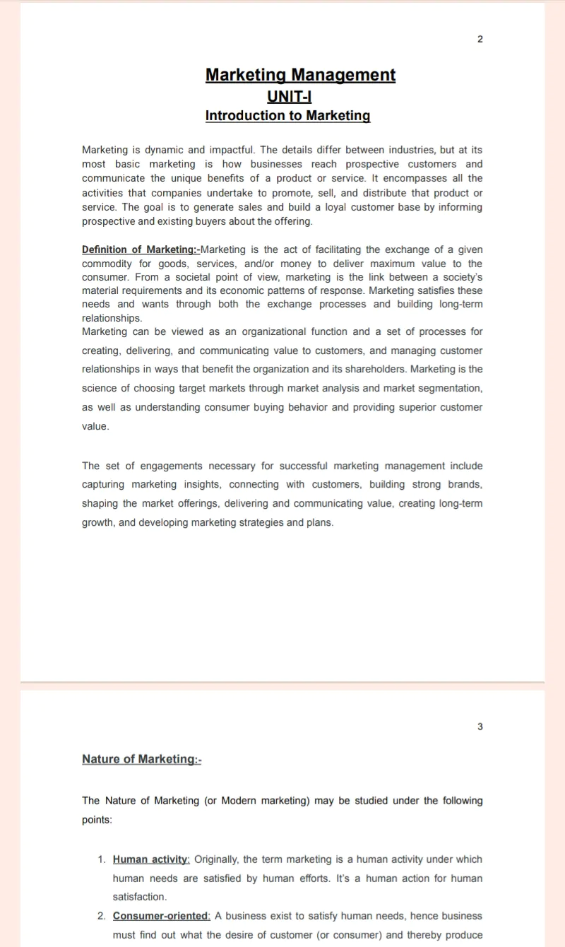 MBA Second Semester Marketing Management | Typed Printable Notes - Image 2