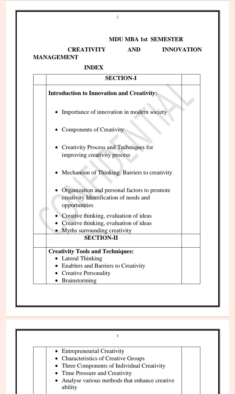 Maharshi Dayanand University | MBA 2nd Semester Creative and Innovation Management Notes PDF - Complete Printable Notes PDF - Image 2