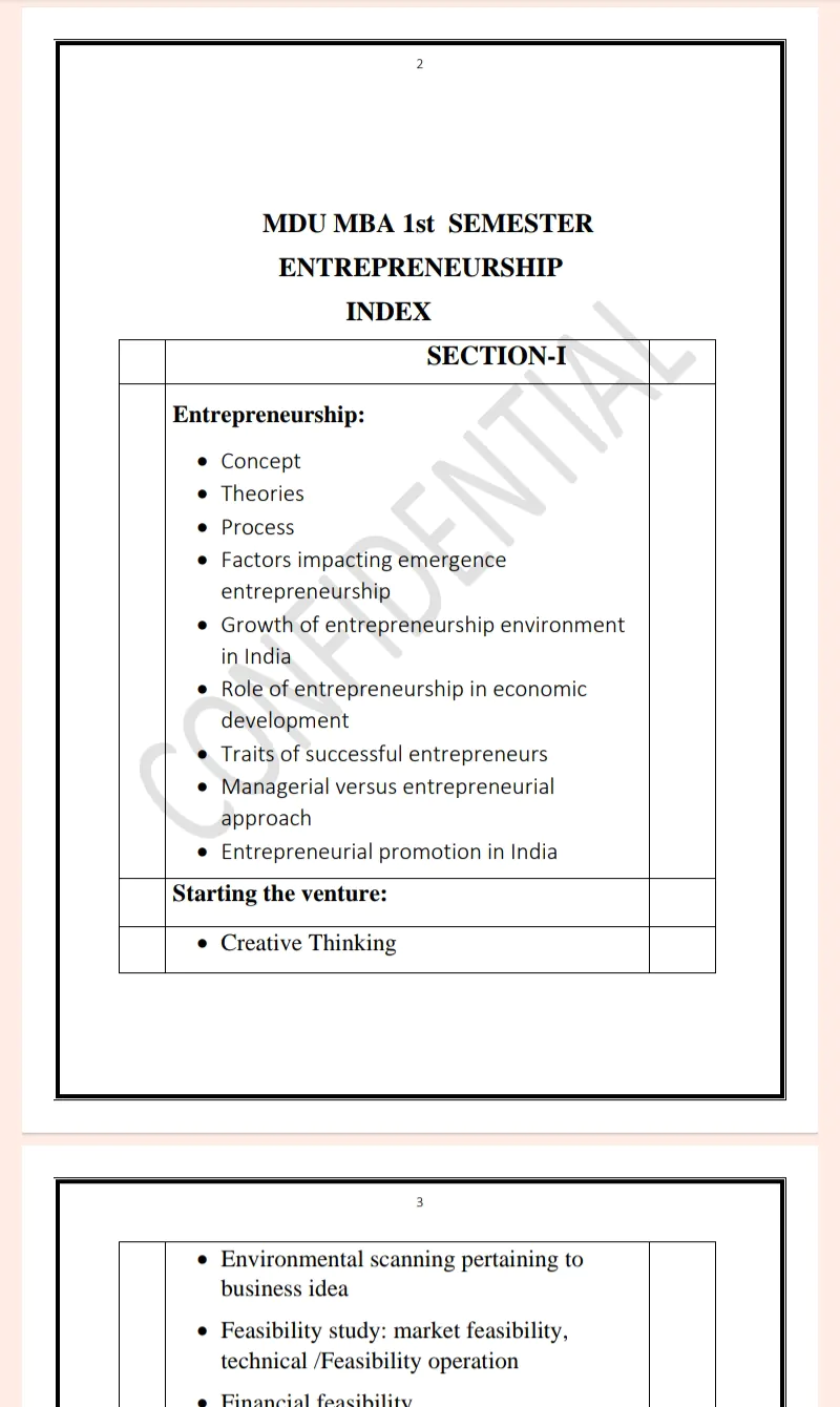 Maharshi Dayanand University | MBA 2nd Semester Entrepreneurship Notes PDF - Complete Printable Notes PDF - Image 2