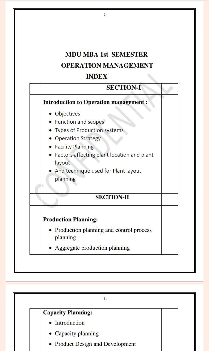 Maharshi Dayanand University | MBA 1st Semester Operation Management Notes PDF - Complete Printable Notes Notes PDF - Complete Printable Notes - Image 2