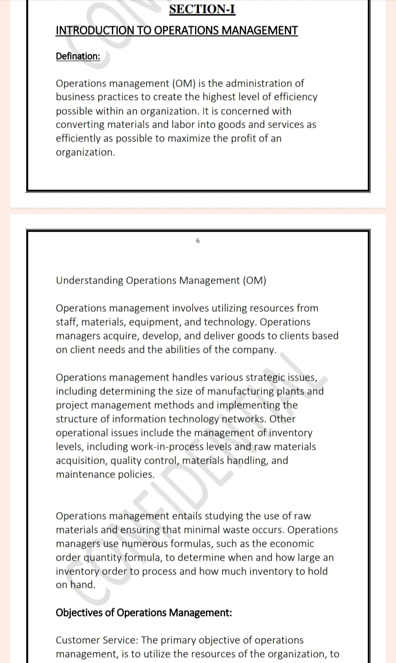 Maharshi Dayanand University | MBA 1st Semester Operation Management Notes PDF - Complete Printable Notes Notes PDF - Complete Printable Notes - Image 6