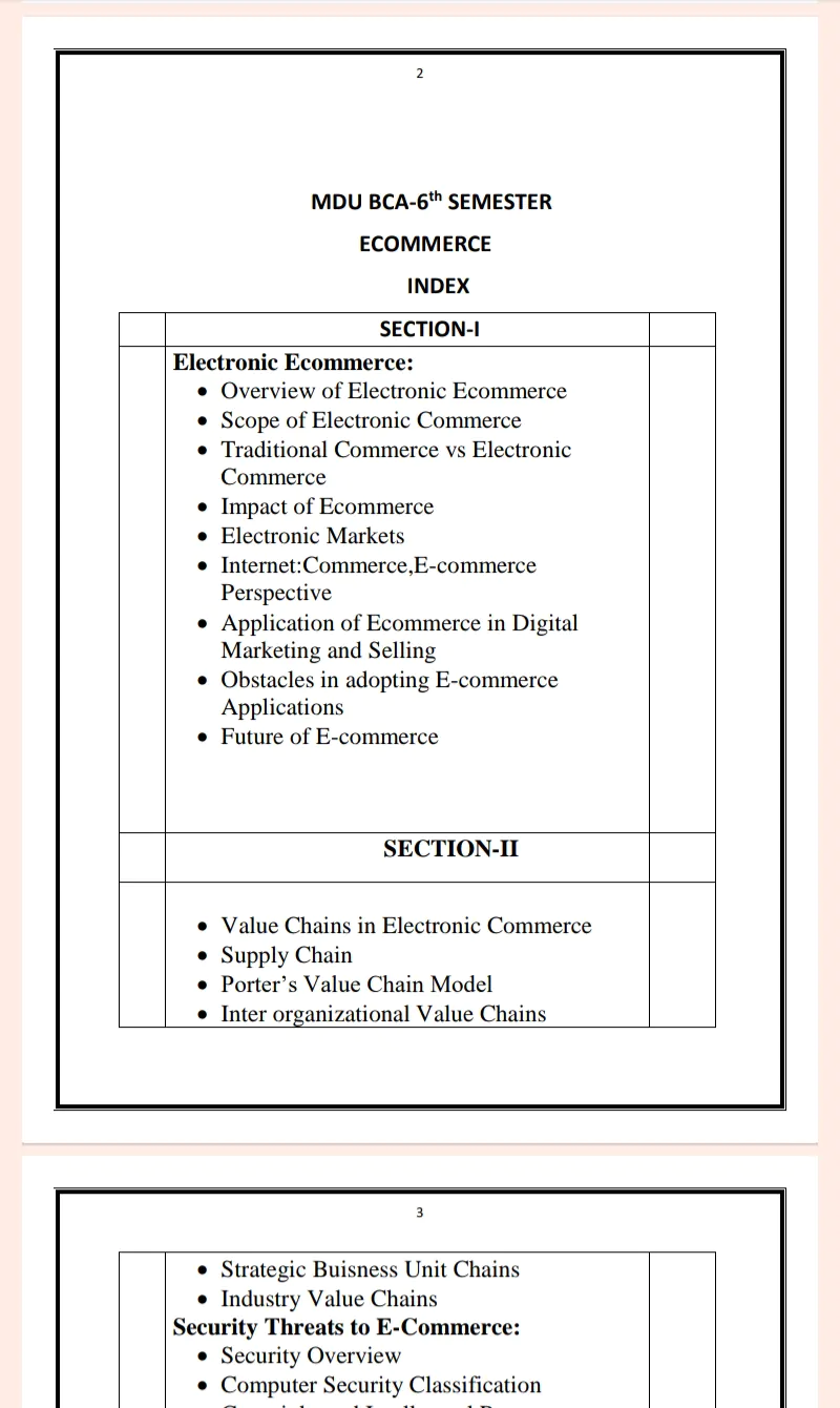 Maharshi Dayanand University | BCA 6th Semester E-Commerce Notes in English - Complete Printable Notes - Image 2