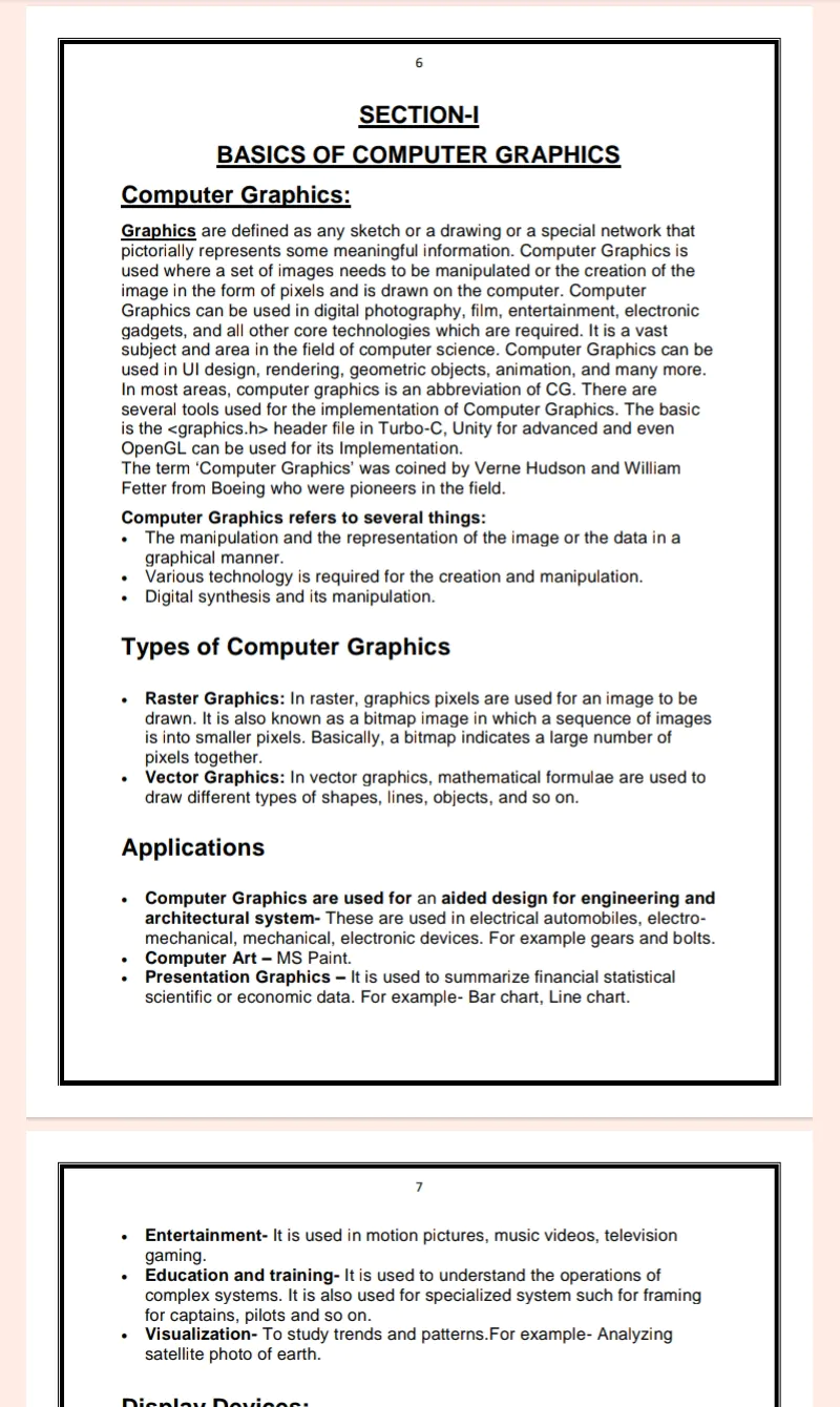 Maharshi Dayanand University | MCA 1st Semester Computer Graphics Notes in English - Complete Printable Notes - Image 6