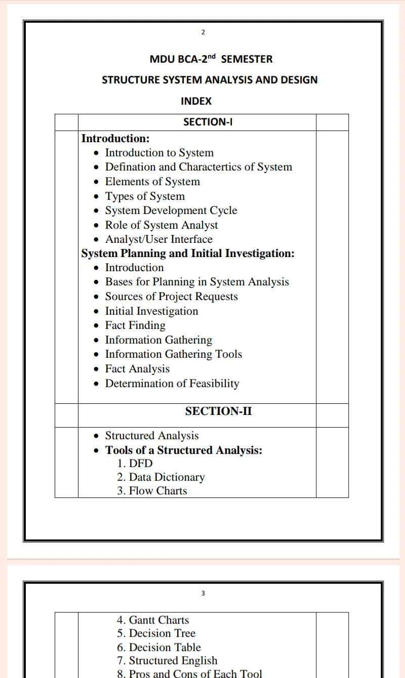 Maharshi Dayanand University | BCA 2nd Semester Structured System Analysis and Design Notes in English - Complete Printable Notes - Image 2