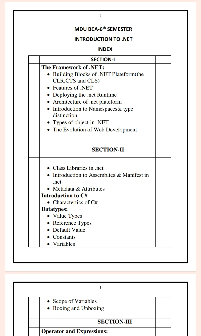 Maharshi Dayanand University | BCA 6th Semester .NET Notes in English - Complete Printable Notes - Image 2
