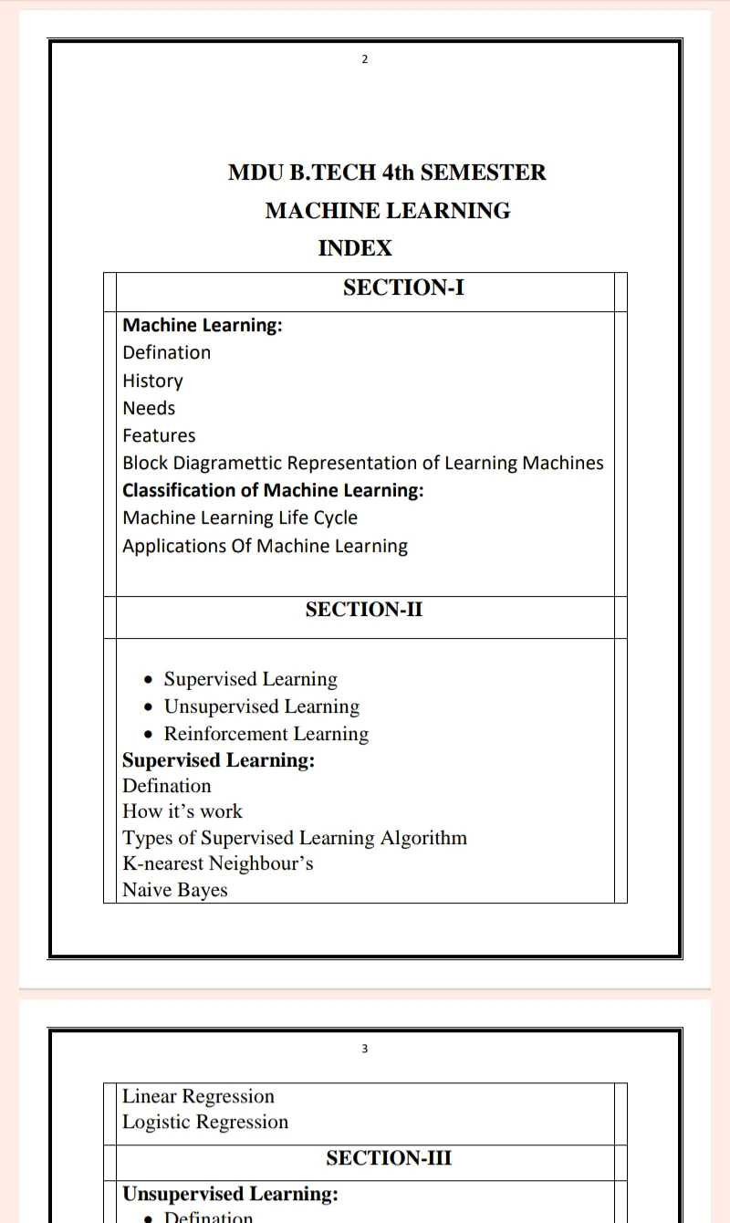 Maharshi Dayanand University | B.tech 4th Semester Machine Learning Notes PDF - Complete Printable Notes PDF - Image 2