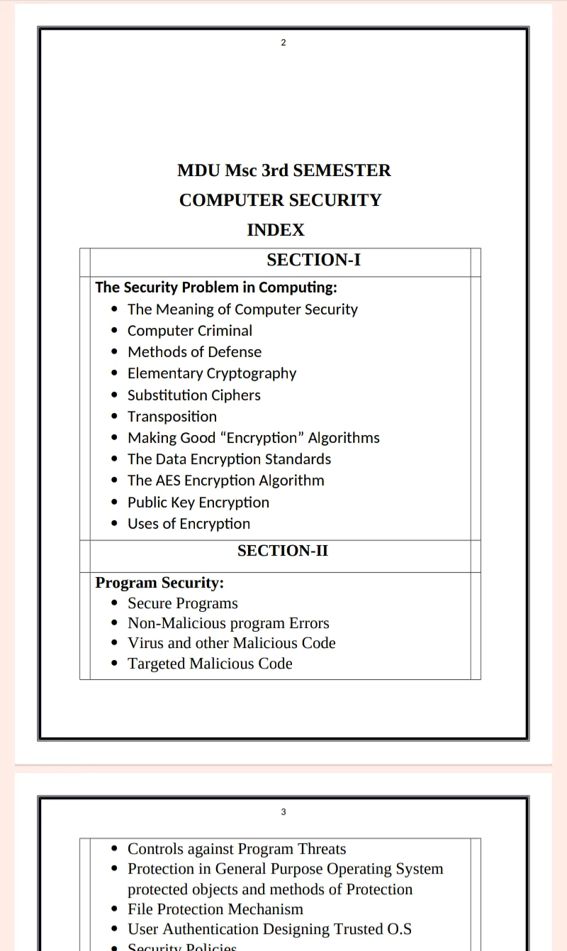 MDU Msc 3rd Semester Computer Security Notes PDF - Complete Printable Notes - Image 2