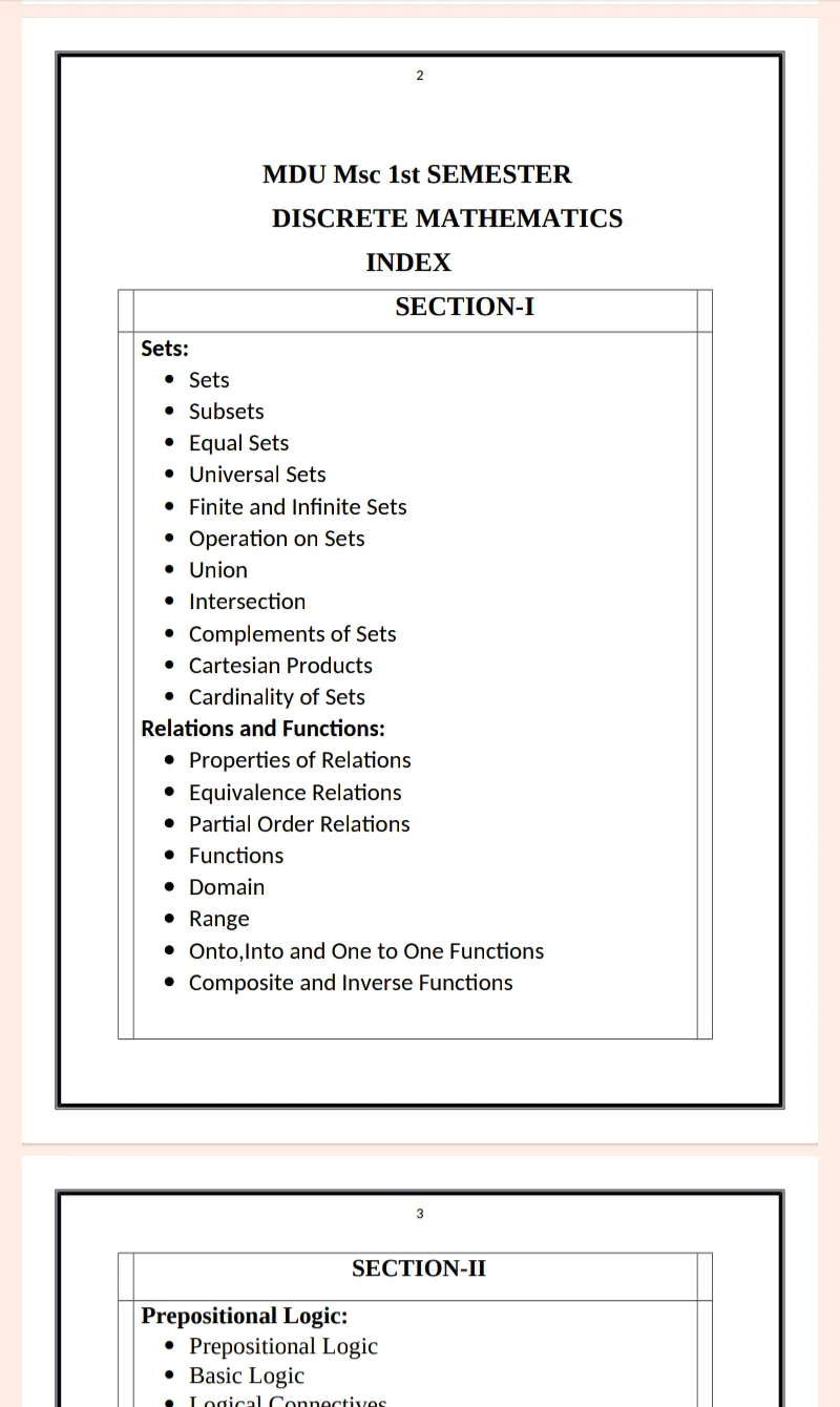 Maharshi Dayanand University | M.sc 1st Semester Discreate Mathematics PDF - Complete Printable Notes PDF - Image 2
