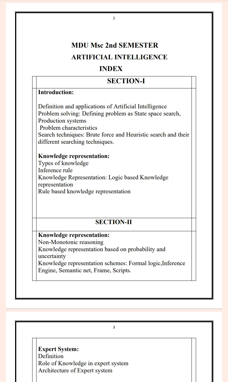 MDU Msc 2nd Semester Artificial Intelligence Notes PDF - Complete Printable Notes - Image 2