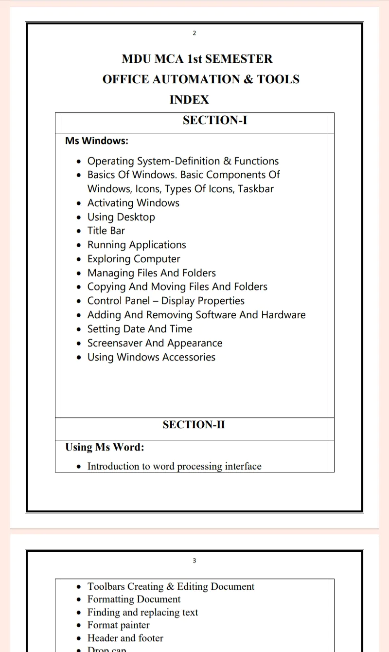 MDU Msc 1st Semester Office Automation Tools Notes PDF - Complete Printable Notes - Image 2