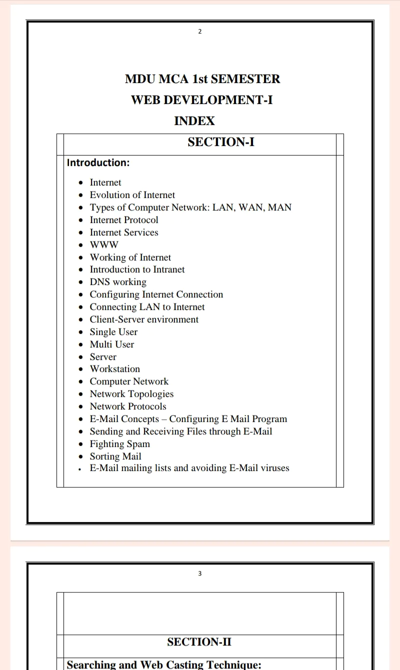 MDU Msc 1st Semester Web Development-1 Notes PDF - Complete Printable Notes - Image 2