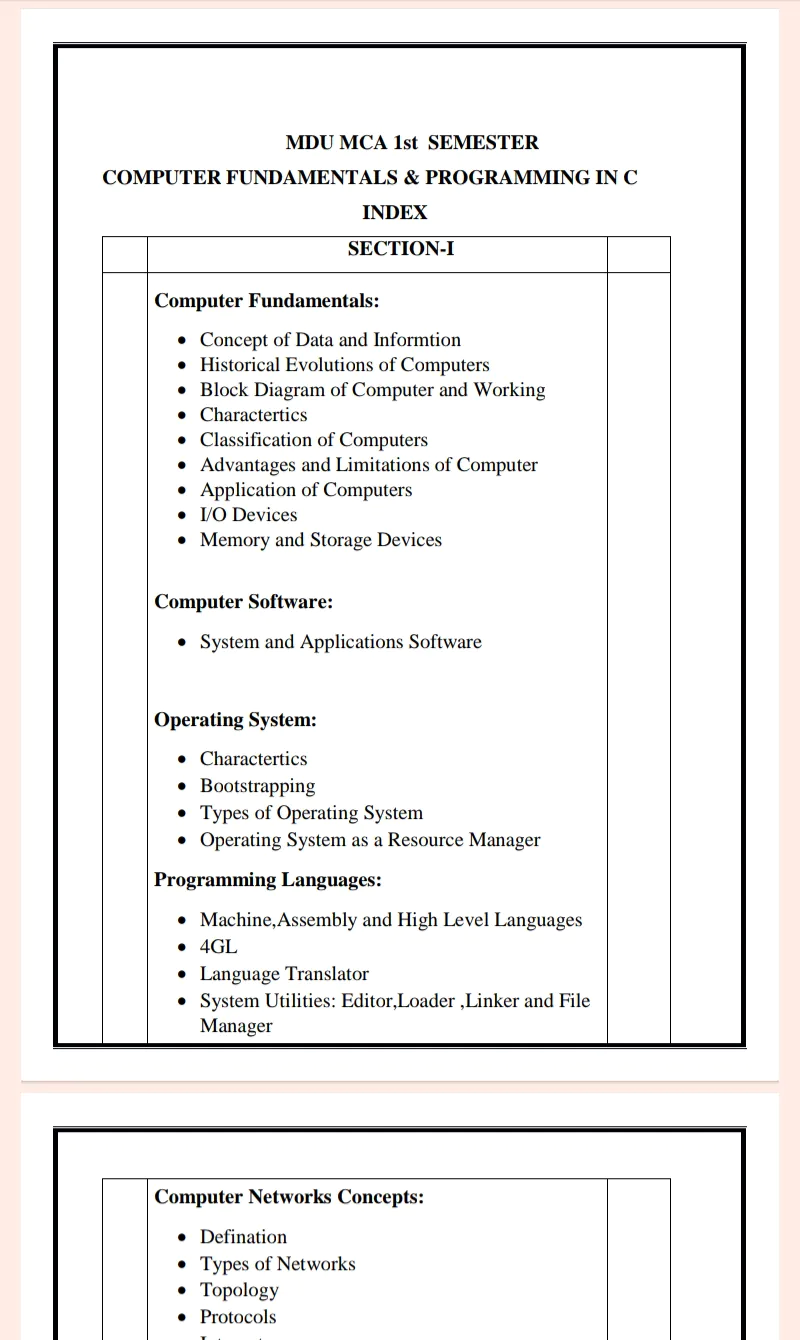 MDU | MCA 1st Semester Bridge Course Computer Fundamental and Programming in C Notes in English - Complete Printable Notes - Image 2