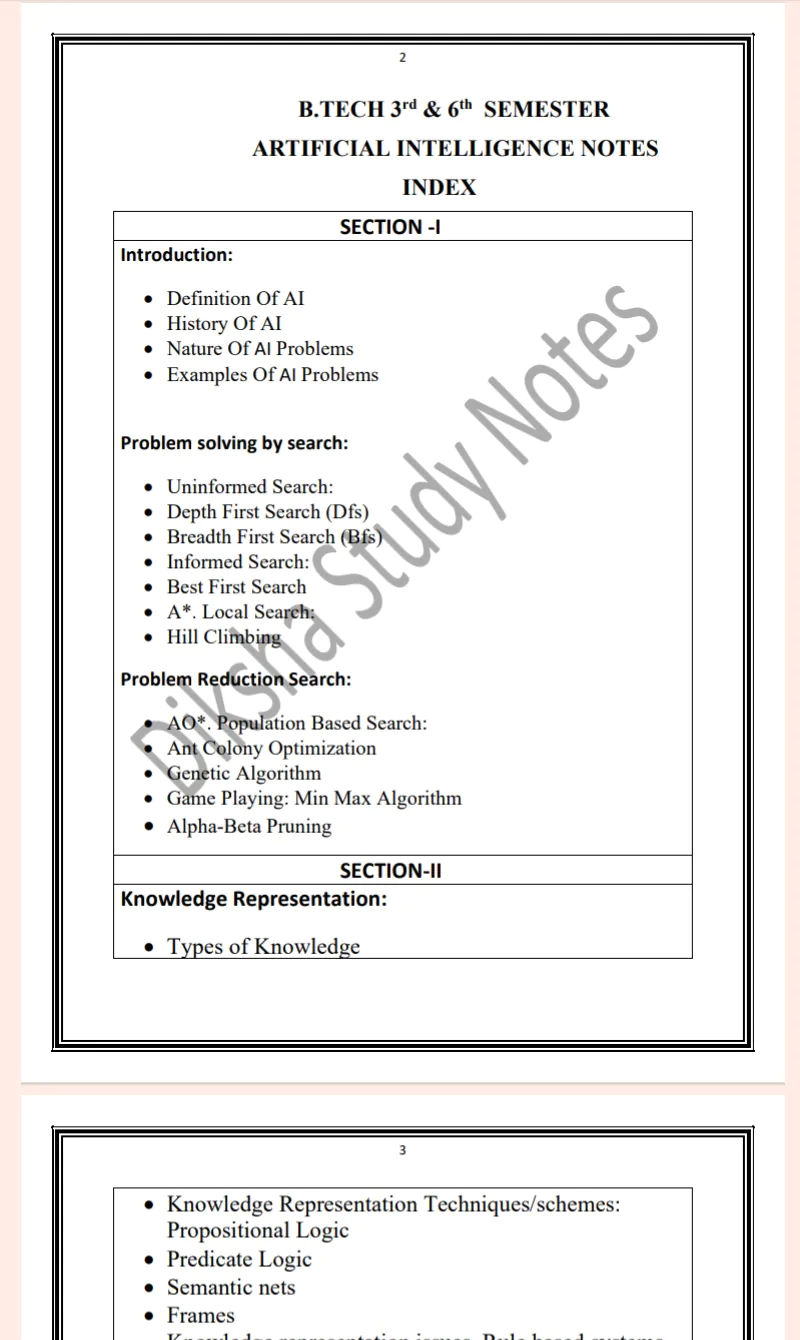 Maharshi Dayanand University | B.Tech 3rd & 6th & Semester Artificial Intelligence Notes PDF - Image 3