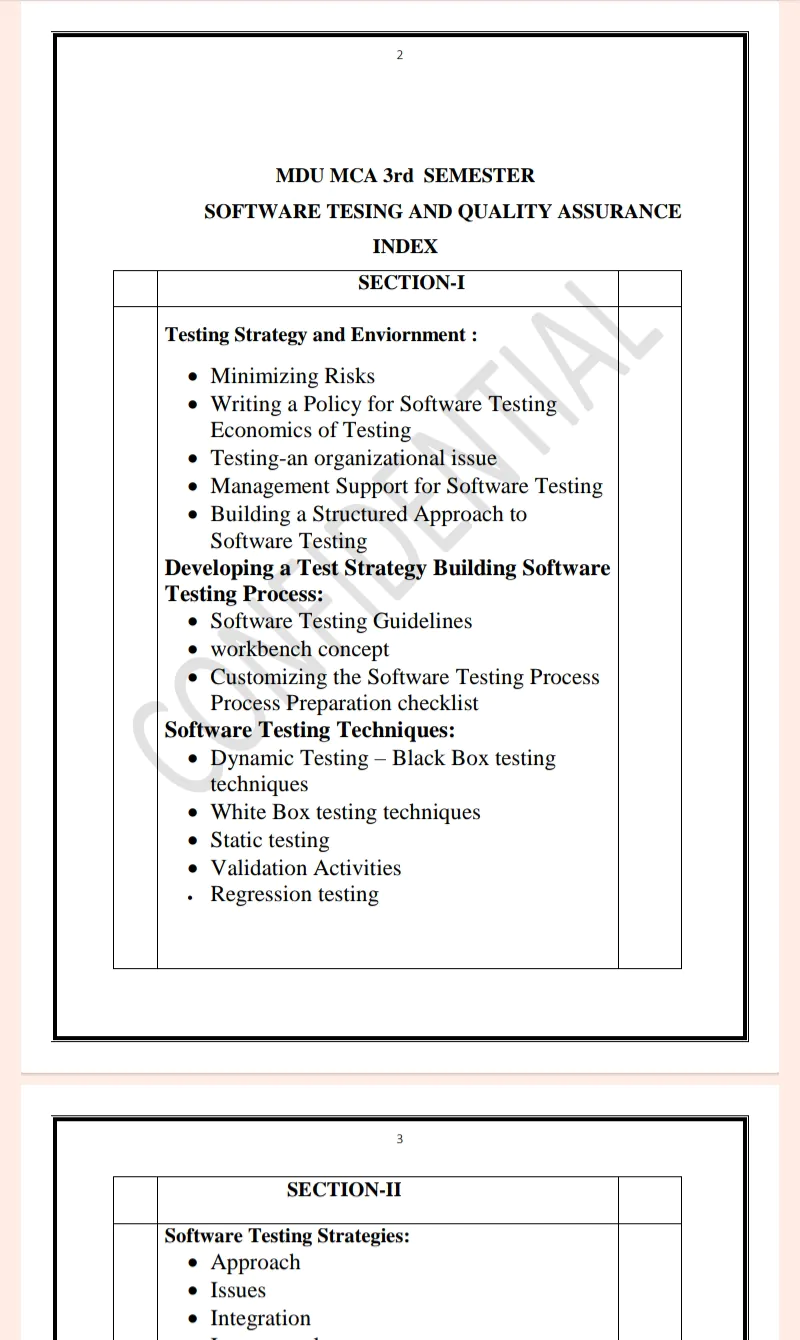 Maharshi Dayanand University | MCA 3rd Semester Software Testing Notes in English - Complete Printable Notes - Image 2
