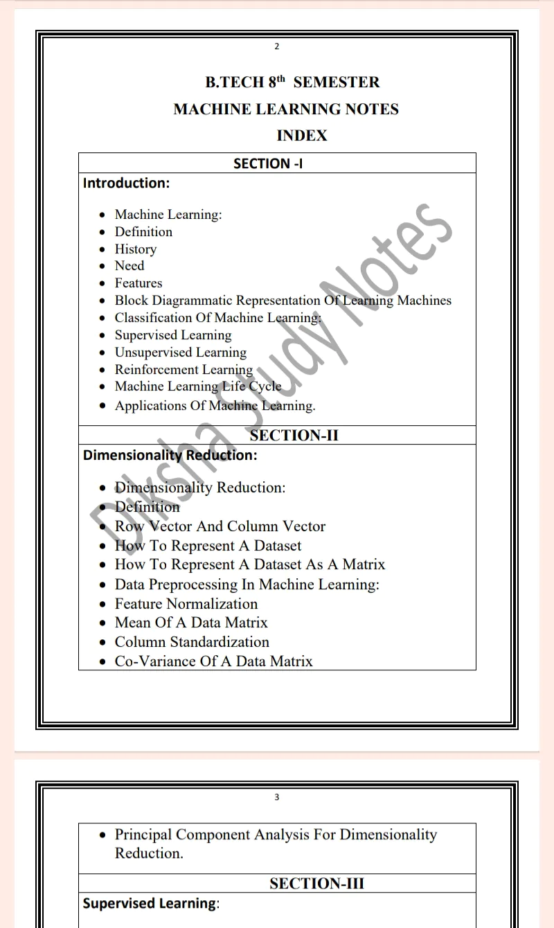 Maharshi Dayanand University | B.Tech 8th Semester Machine Learning Notes PDF - Image 2