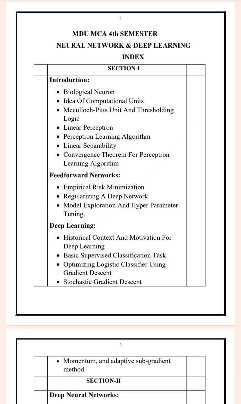 MDU | MCA 4th Semester Neural Network & Deep Learning Notes in English - PDF - Image 2